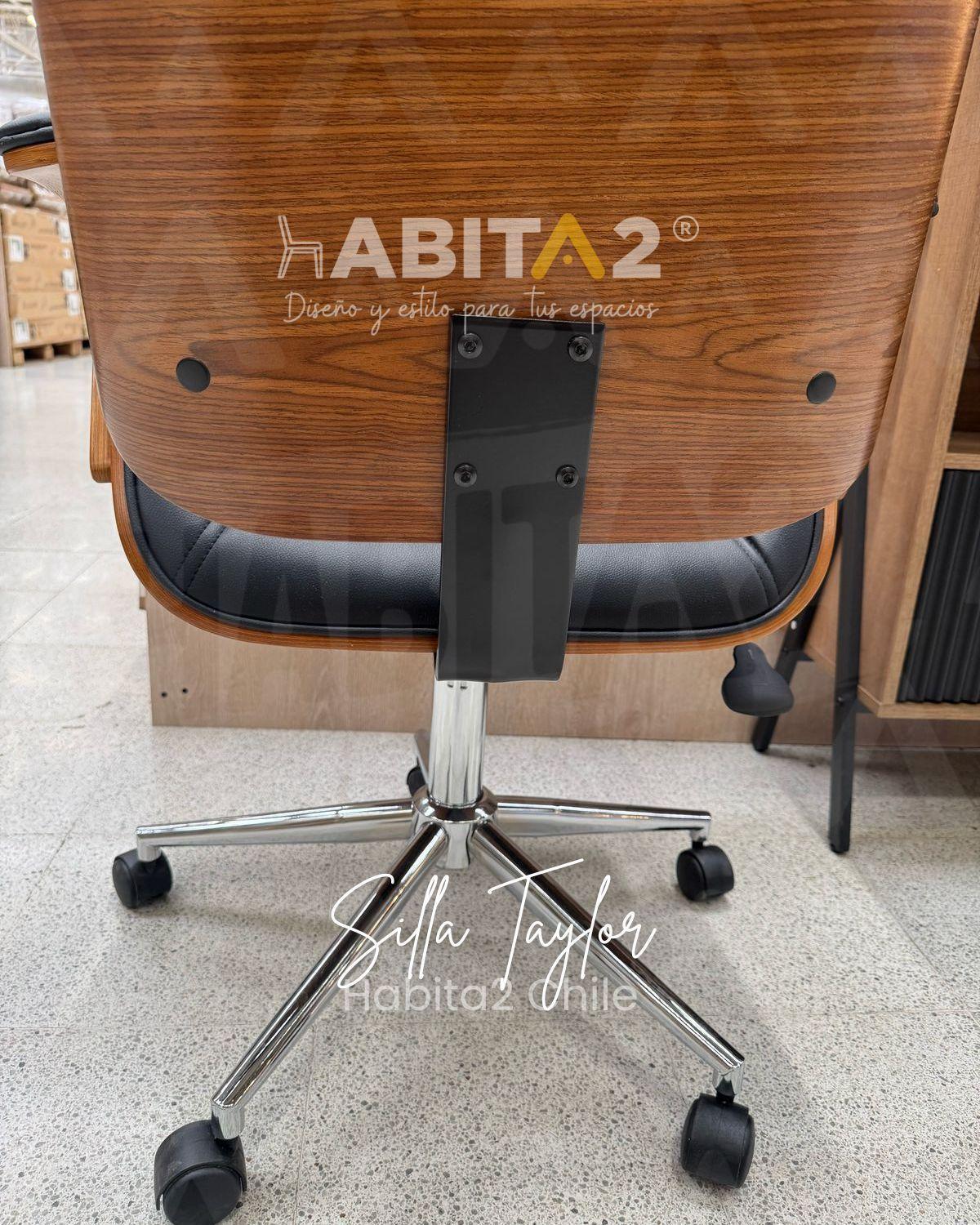 SILLA DE ESCRITORIO TAYLOR ASIENTO ECOCUERO APOYABRAZOS RESPALDO MADERA-6