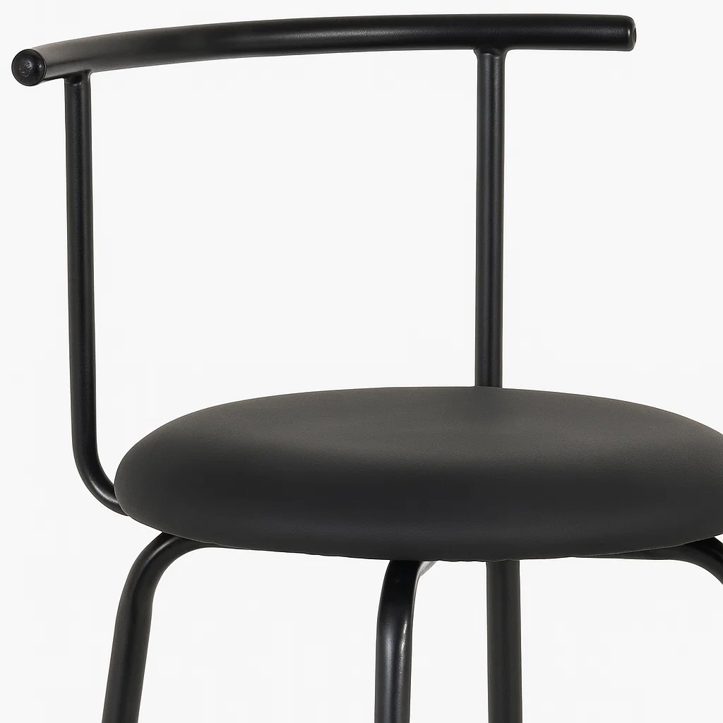 PISO TABURETE ALTO ROUND NEGRO CUERO SINTETICO-2