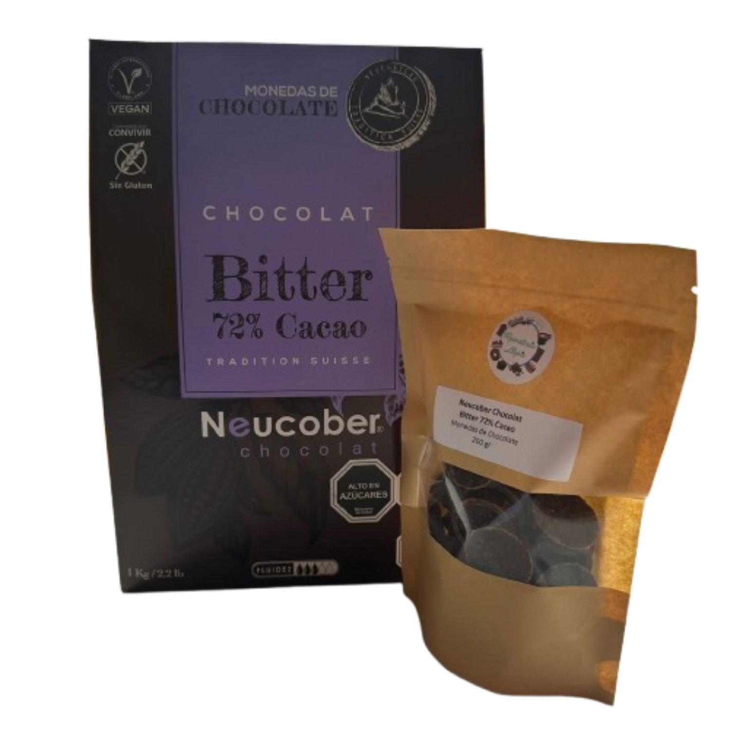 Monedas Chocolate Bitter 72% Cacao Neucober 200gr-1
