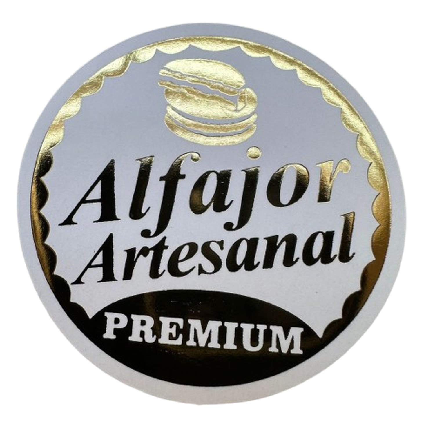 Sticker Alfajor Blanco Dorado 38mm 100un-0