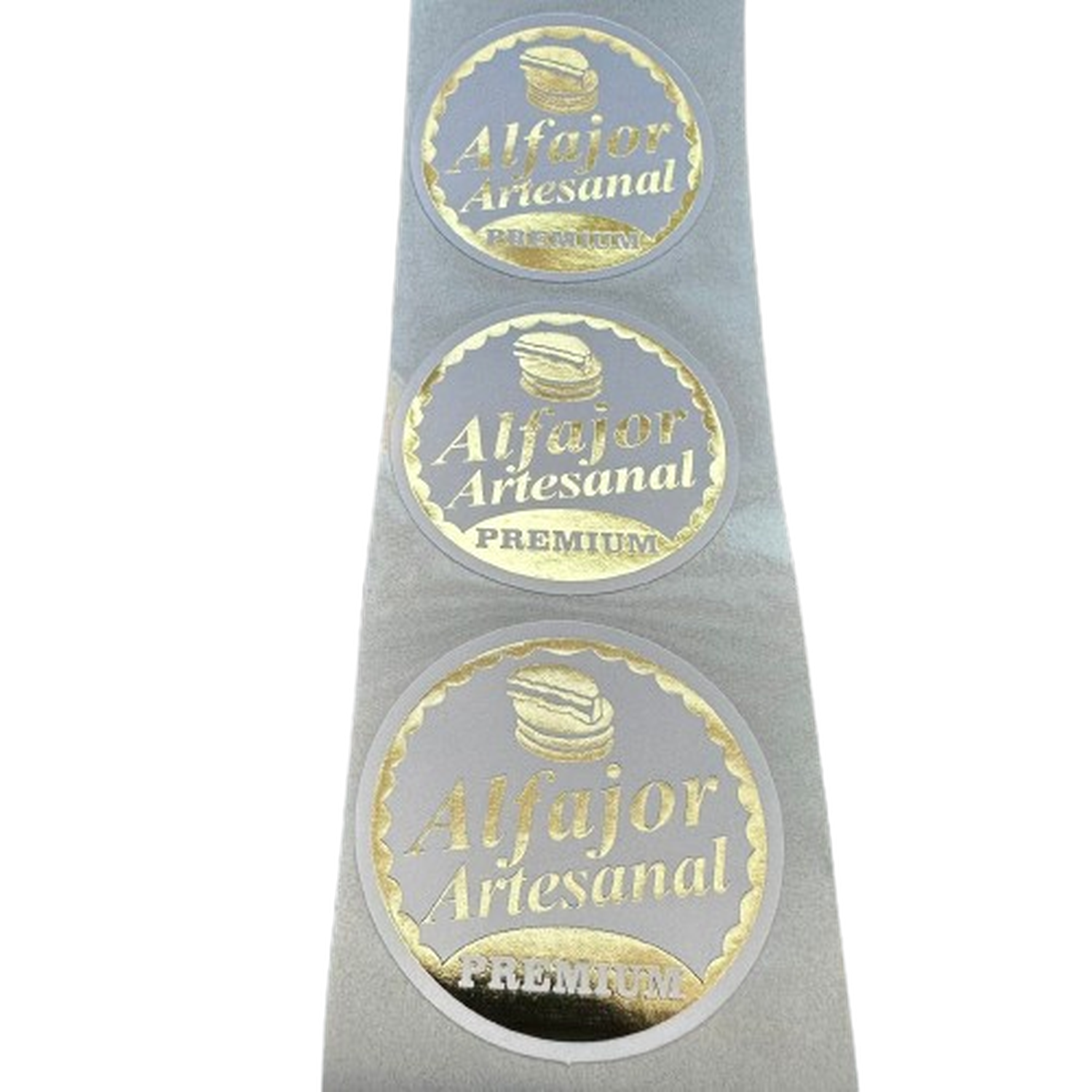 Sticker Alfajor Blanco Dorado 38mm 100un-1