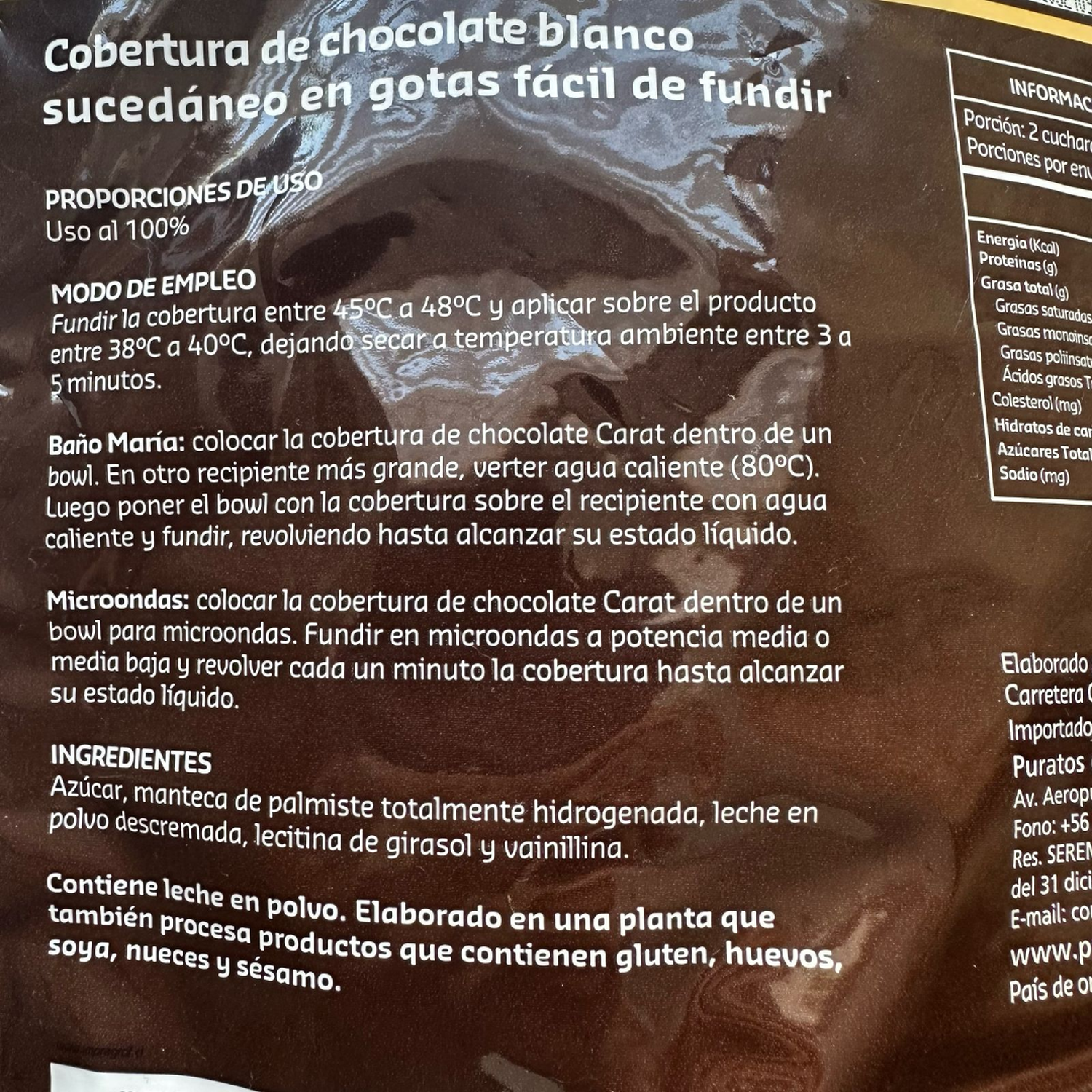 Gotas Chocolate Sucedaneo Blanco Pastel Carat 1kg-2