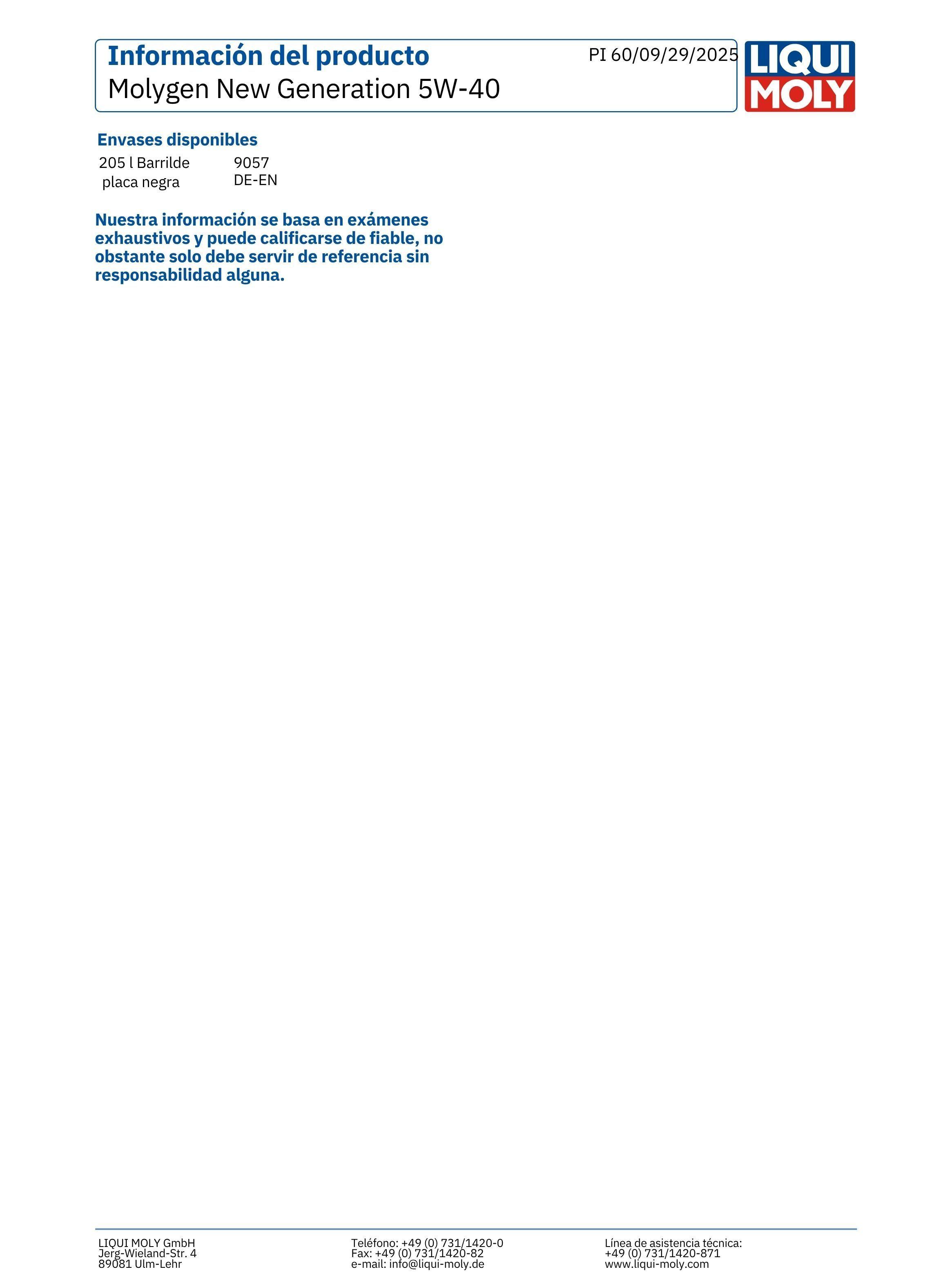 Lubricante Motor 5w40 Sintetico Molygen 1 Lt Liqui Moly-2