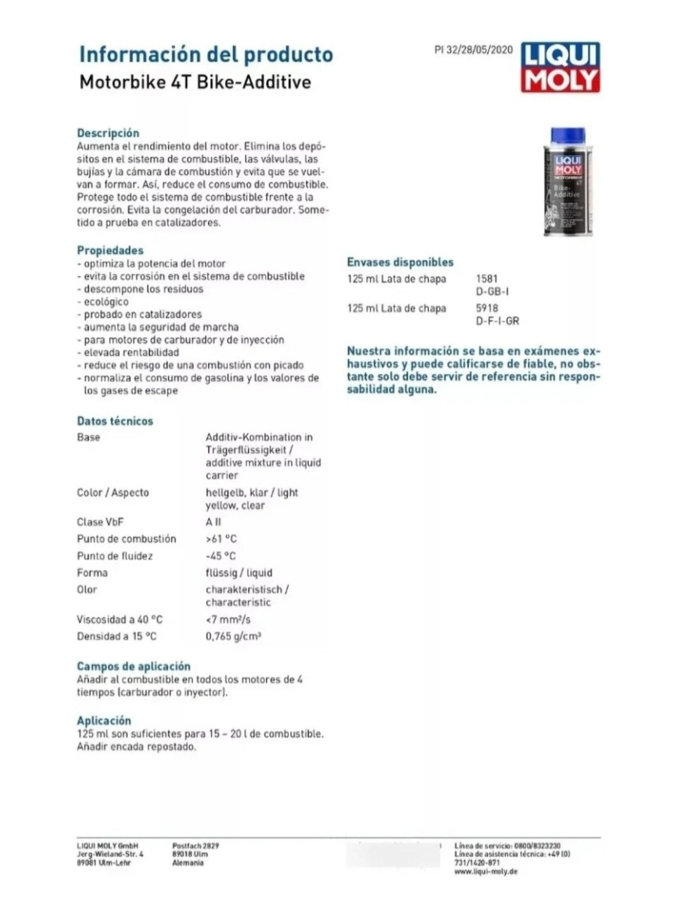 Aditivo Limpia Inyector Moto 4T Bike Adittive 125 Ml-2