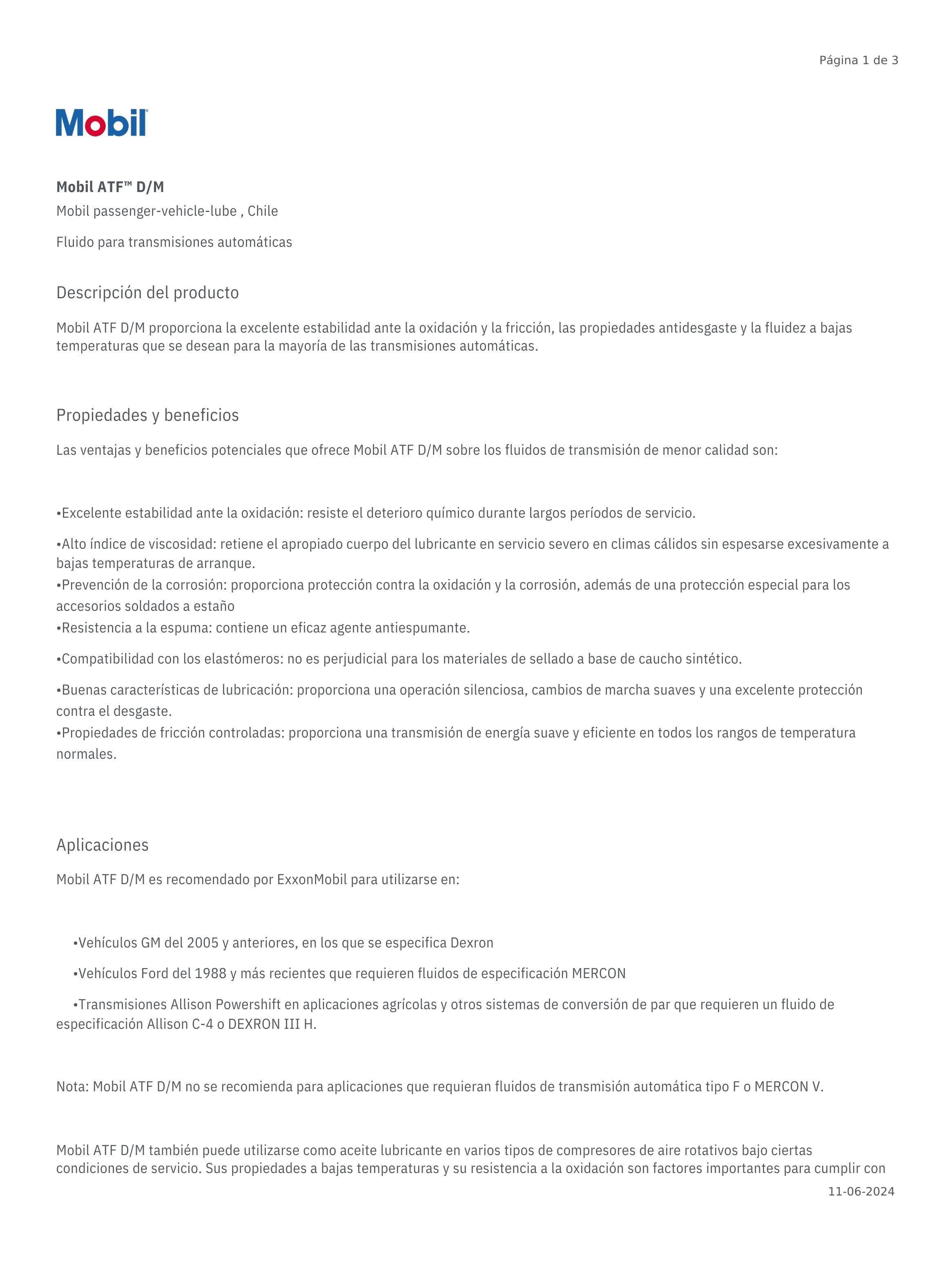 Lubricante Caja Automatica ATF Mobil Dexron III H 4 Lts-2