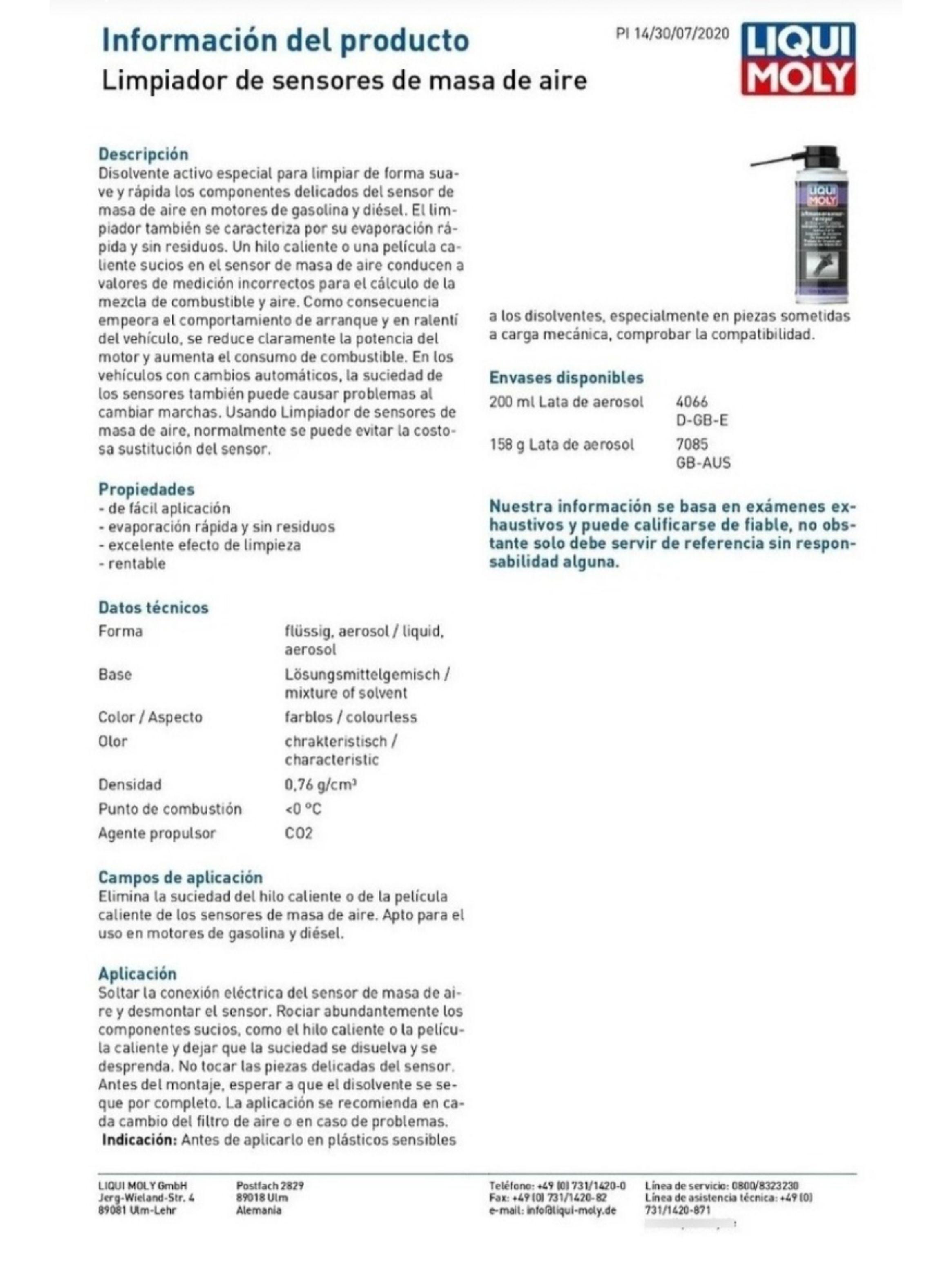 Limpiador de Flujometro Liqui Moly 200 Ml-2