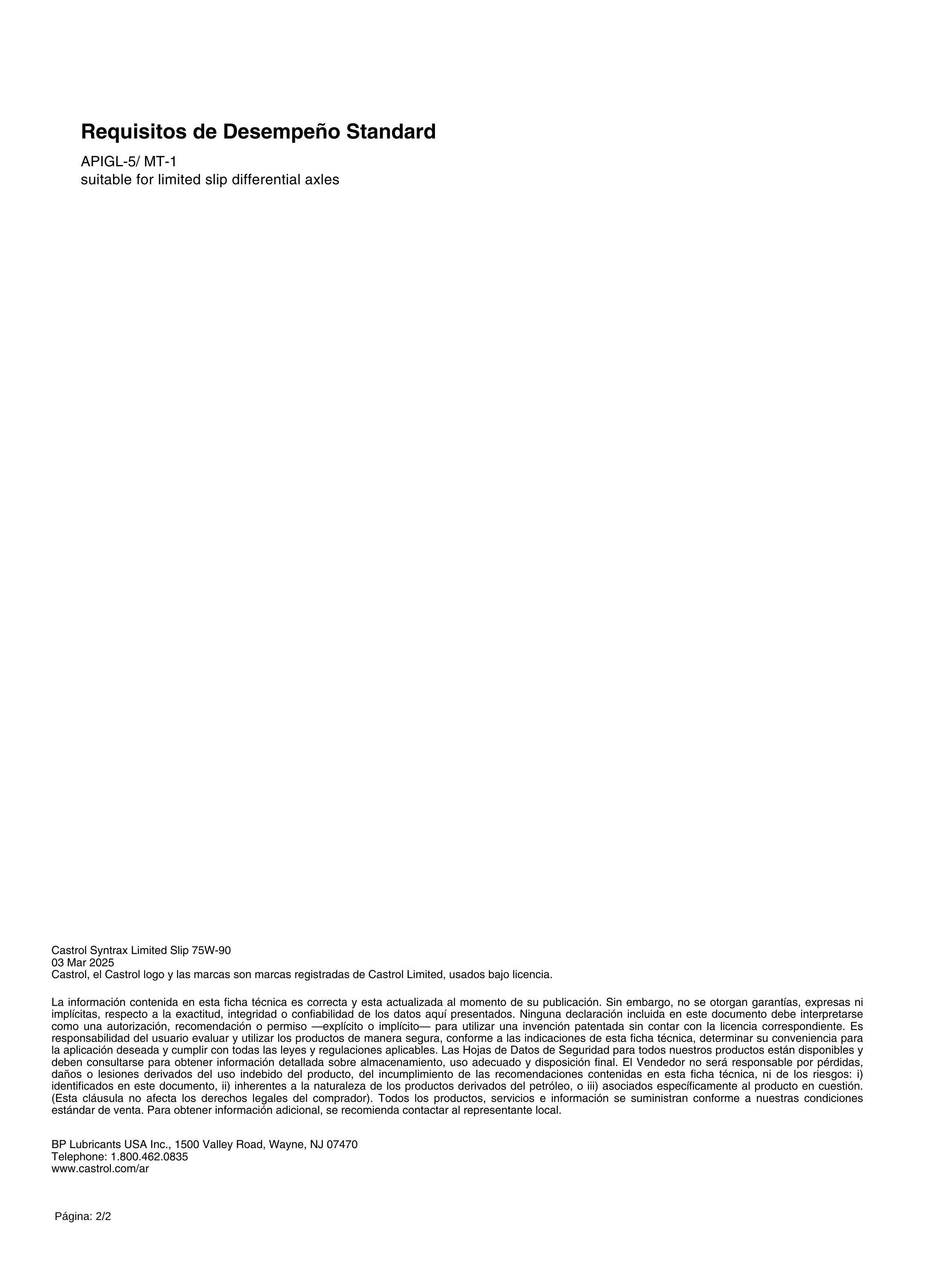 Lubricante Transmision 75w90 Castrol Syntrax API GL 5 1 Lt-3