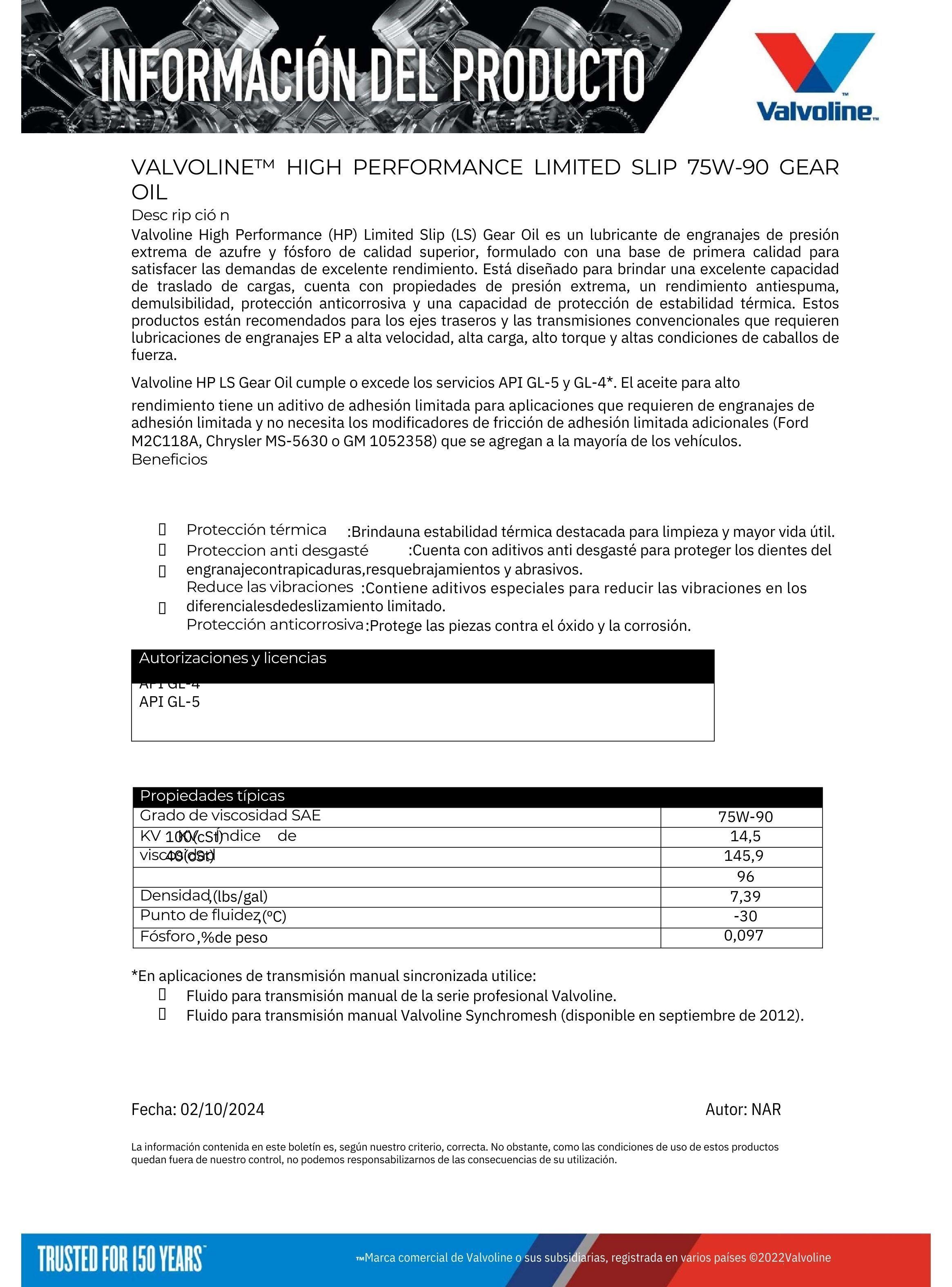 Lubricante Transmision y Diferencial 75w90 LS 946 Ml-2