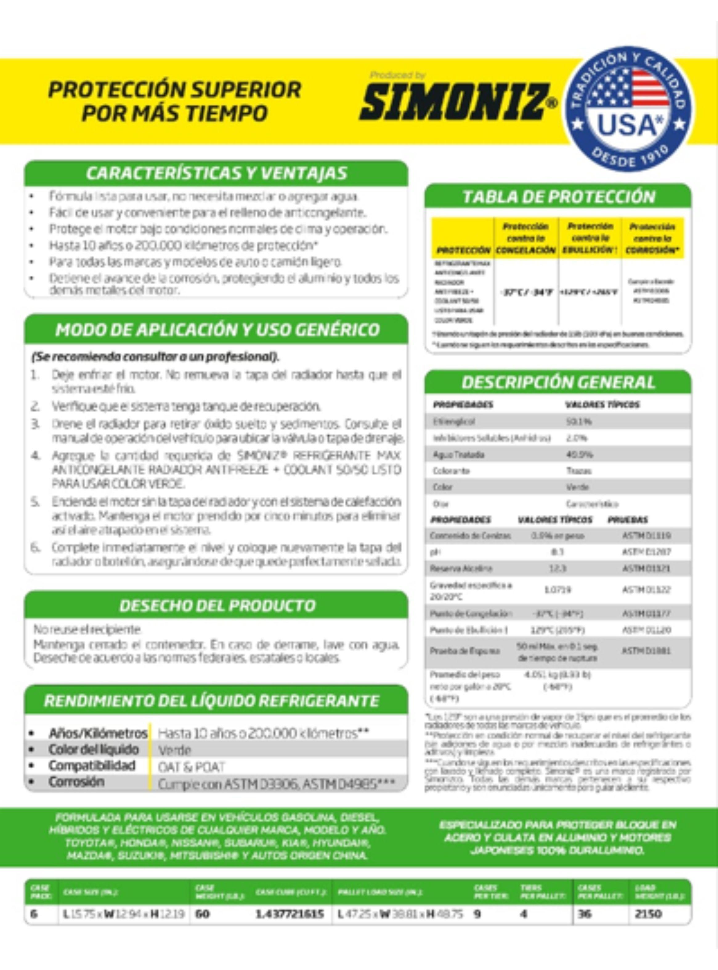 Refrigerante Anticongelante para Radiador 50% Verde 1 Lt-4