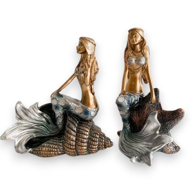 SET DE 2 SIRENAS DORADAS CON PLATA-2