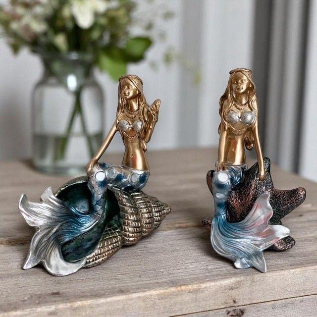 SET DE 2 SIRENAS DORADAS CON PLATA-4