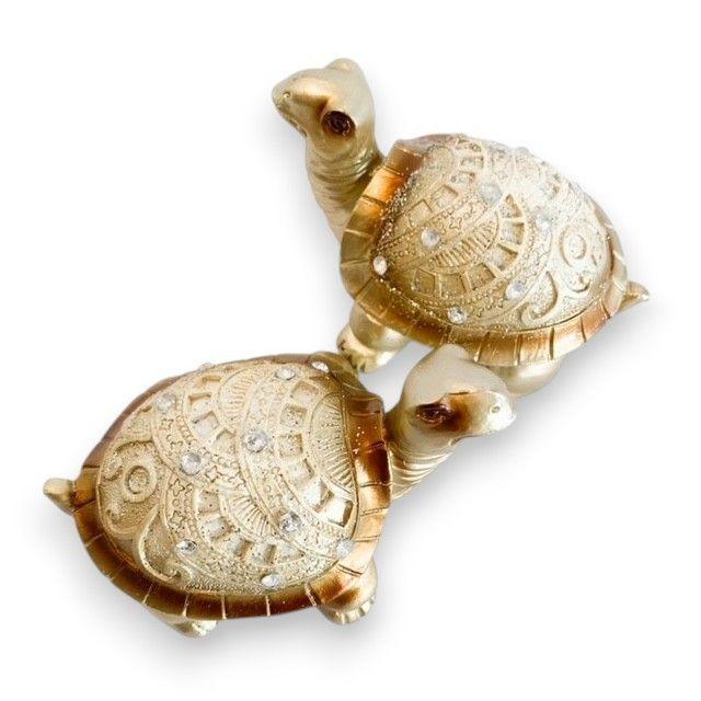 SET DE 2 TORTUGAS DORADAS CAPARAZÓN PLATA-2