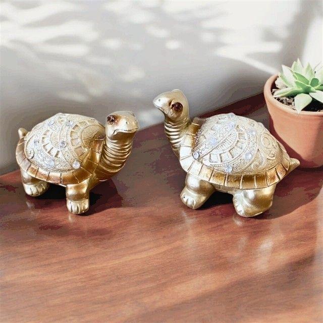 SET DE 2 TORTUGAS DORADAS CAPARAZÓN PLATA-4