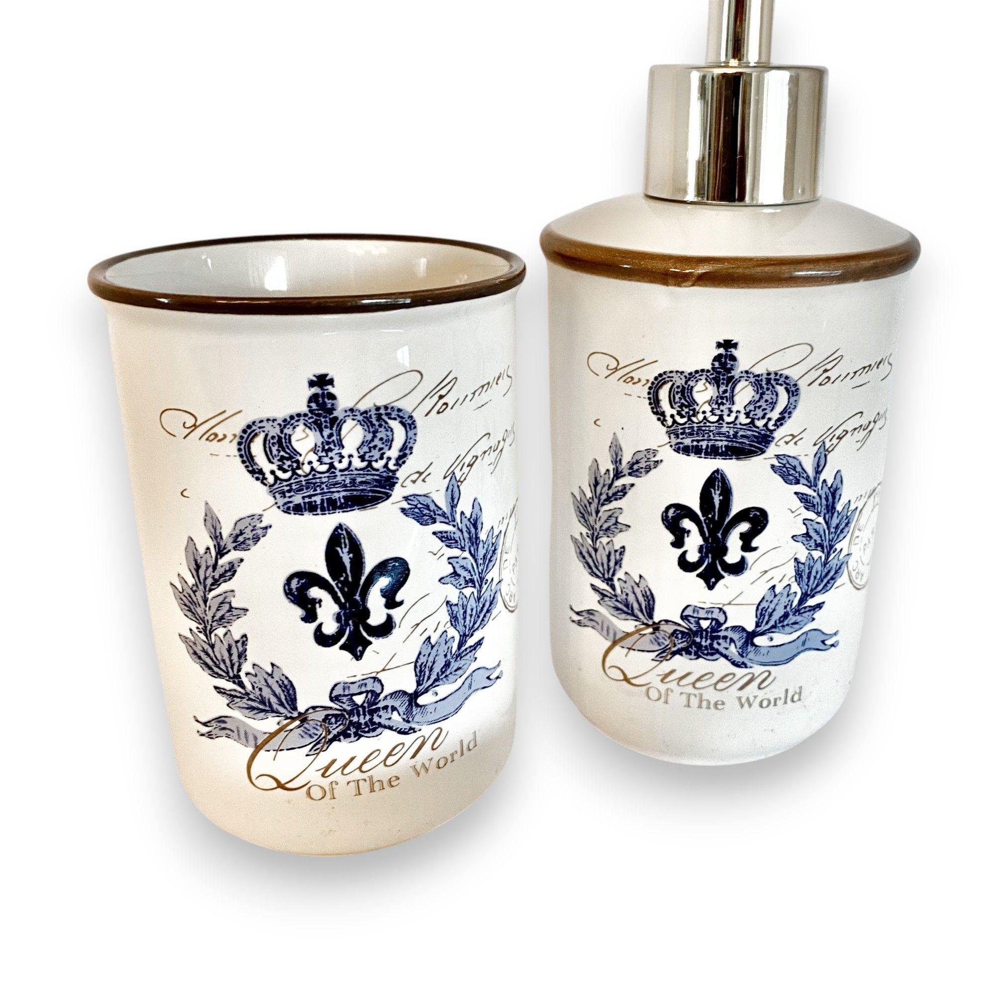 SET BAÑO REINA 4 PIEZAS BLANCO Y AZUL-2