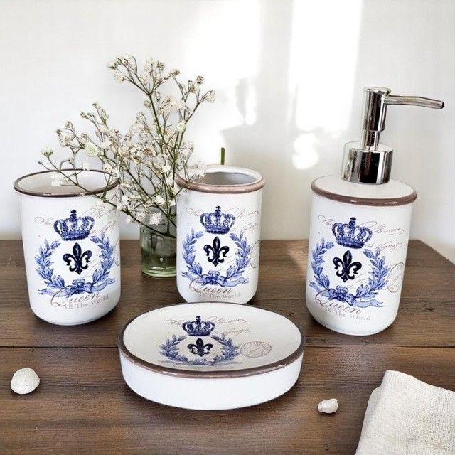 SET BAÑO REINA 4 PIEZAS BLANCO Y AZUL-3