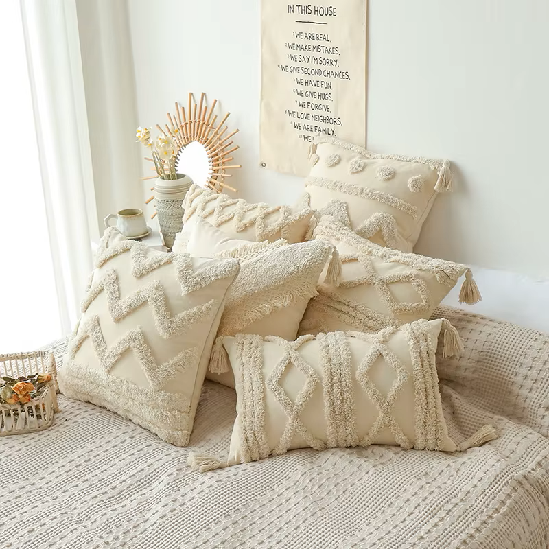 Funda para Cojín Algodón y Lino 45x45 CM Rabat Crudo-1