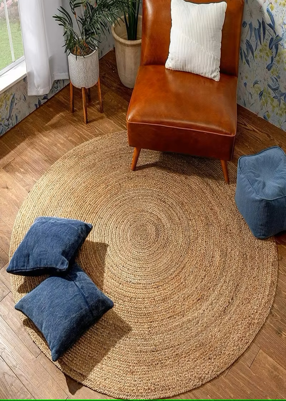 Alfombra Redonda Yute Crudo 100 CM Bengala Natural Casa Frida-0