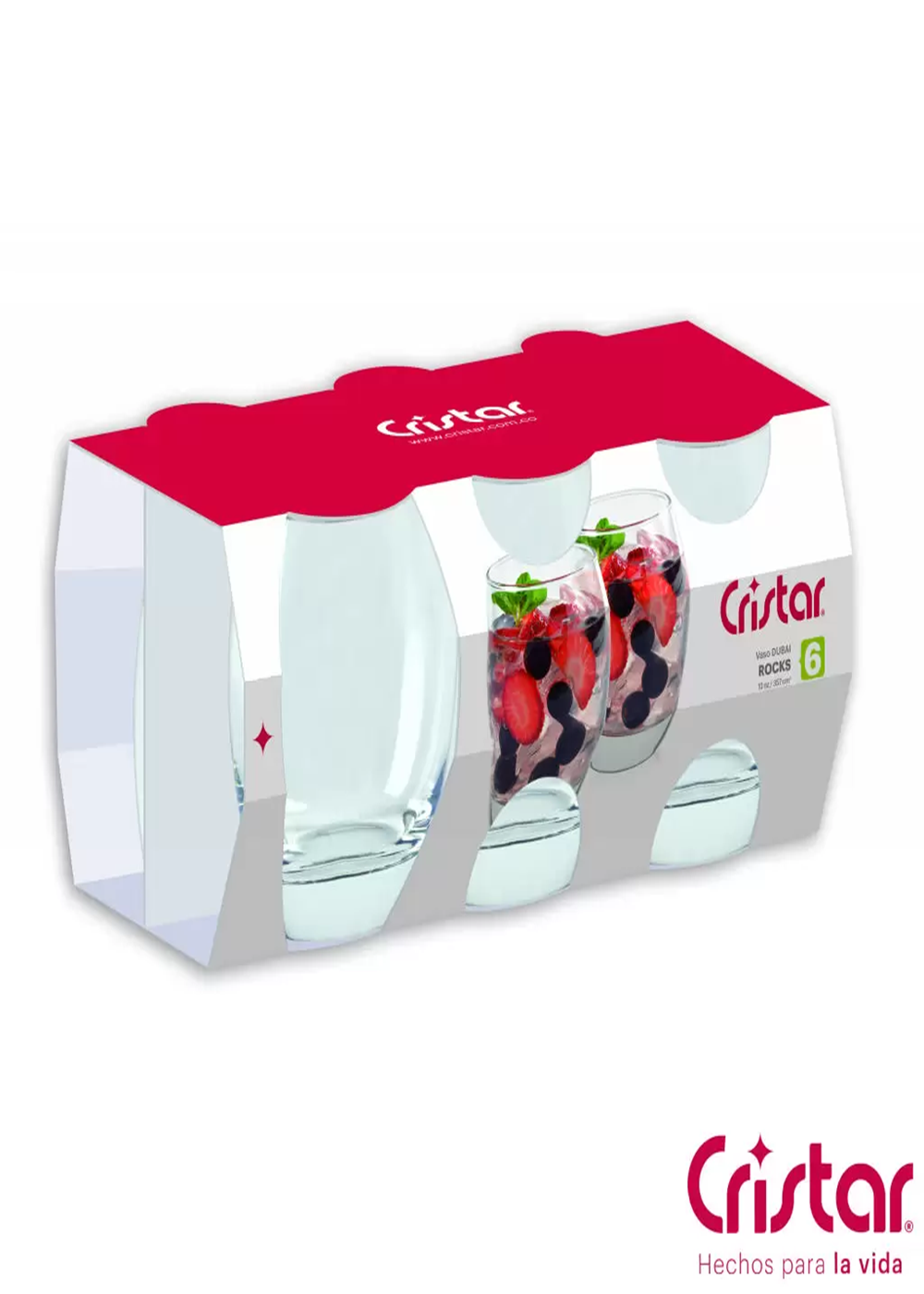 Set 6 Vasos de Vidrio Dubai Rocks 359 ml Transparente-2