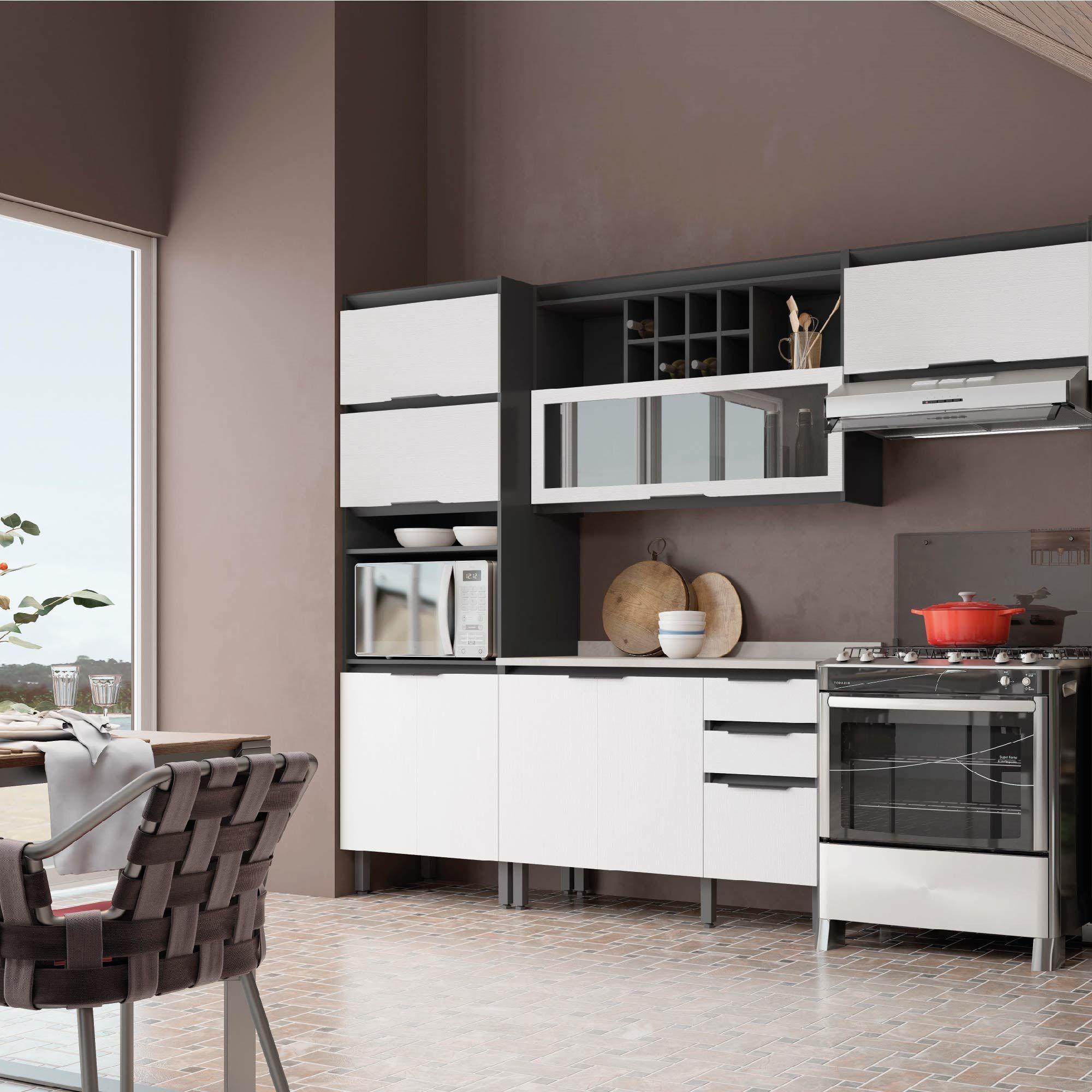 Mueble de Cocina Hibisco 4 Modulos Blanco-Grafito-1