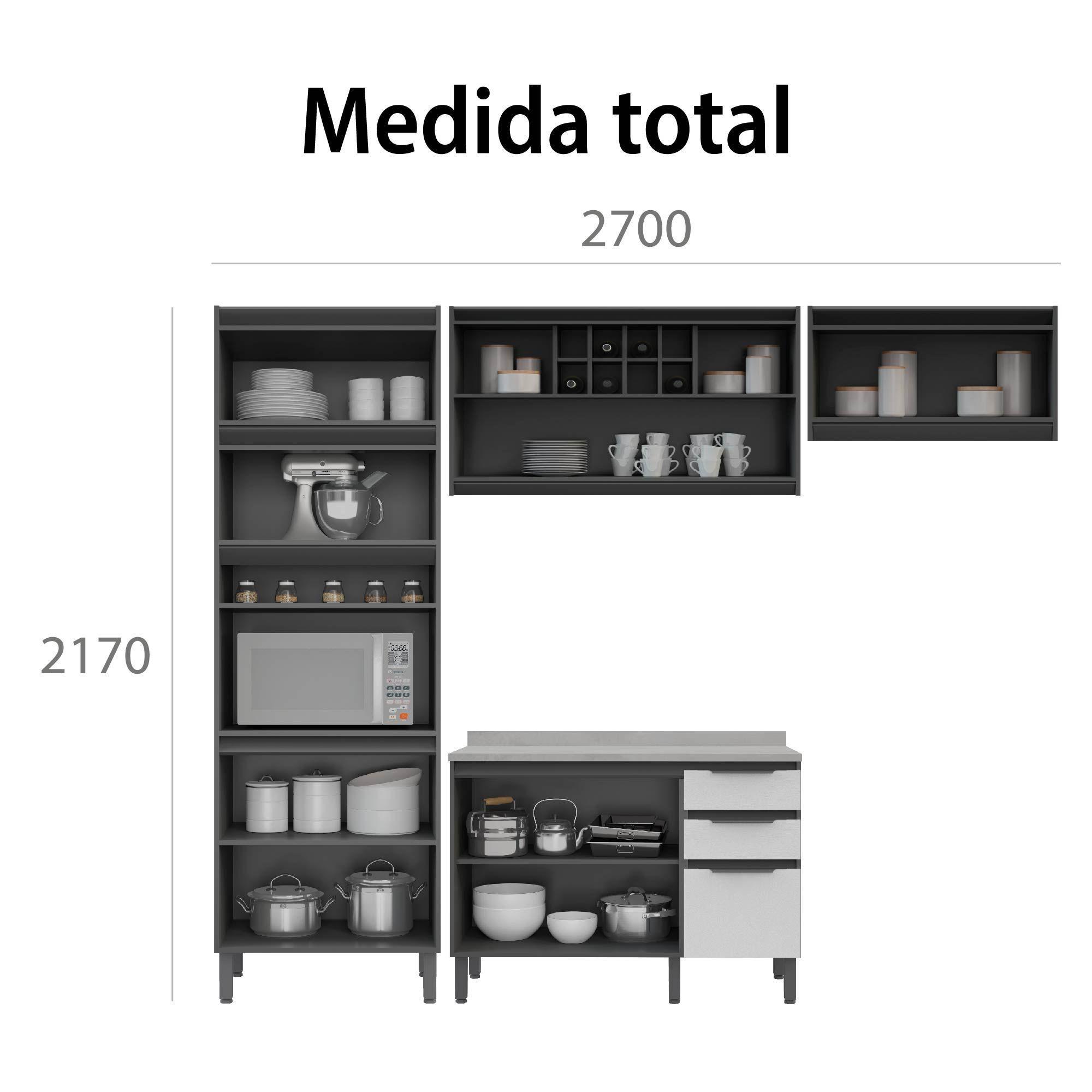 Mueble de Cocina Hibisco 4 Modulos Blanco-Grafito-6