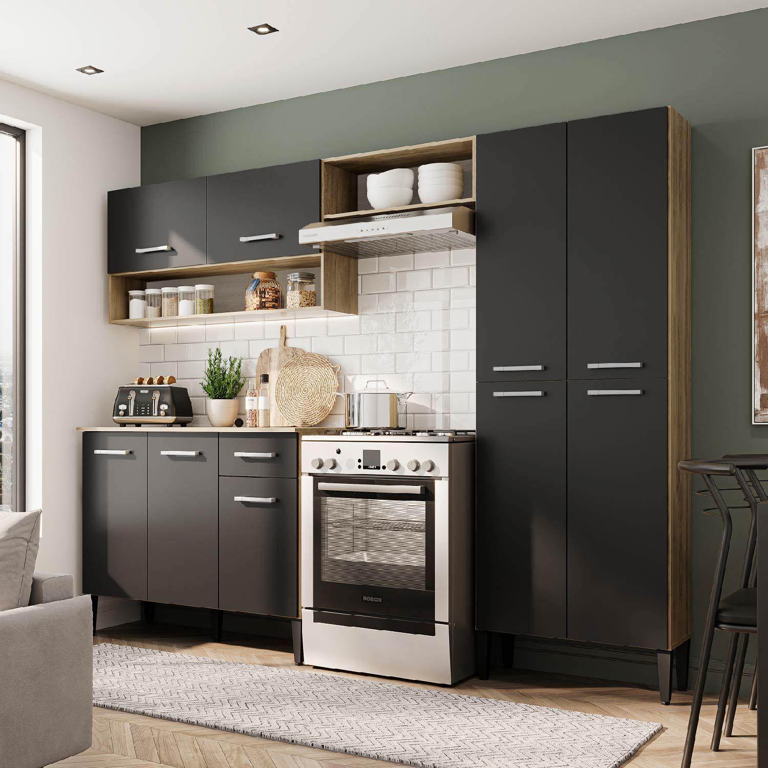 Mueble De Cocina Arizona 4 Módulos Negro-Oak-6