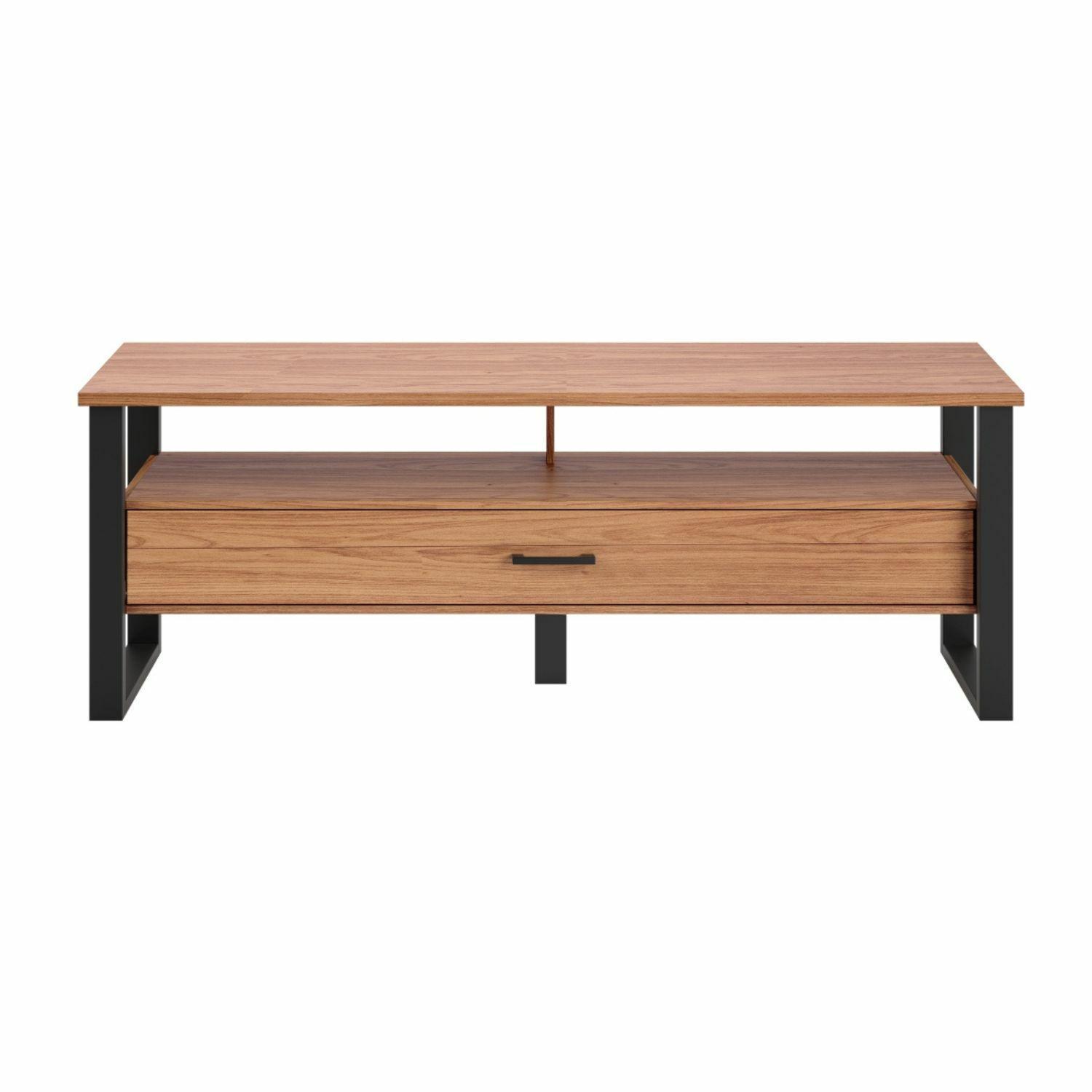 Rack Guayacán TV 60" 1 Cajón Roble-Negro-2