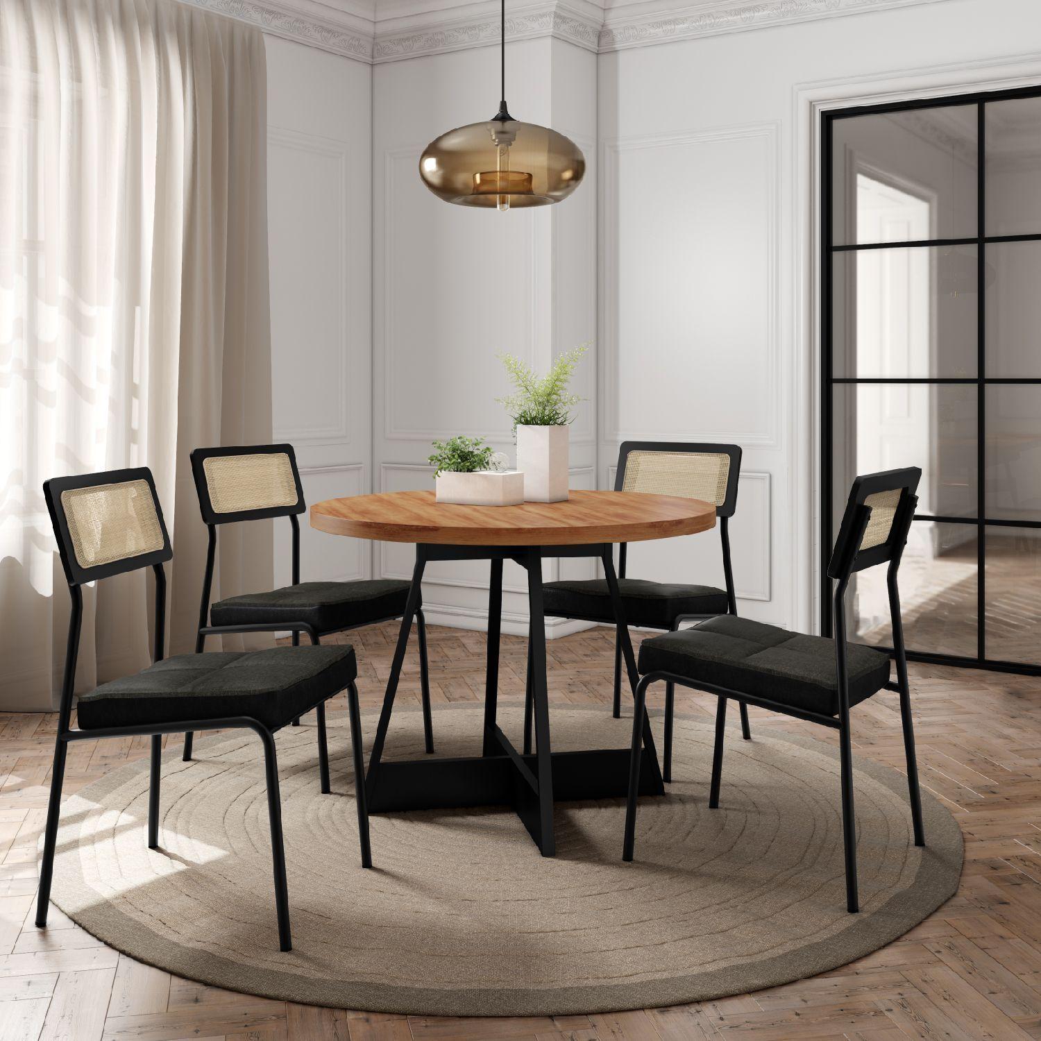 Comedor Capitolio 4 Sillas Canela-Negro-6