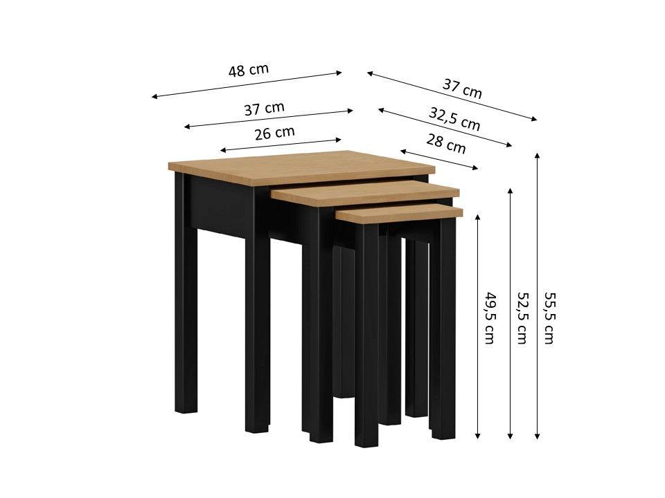 Kit Mesas De Apoyo Rosario Roble-Negro-2