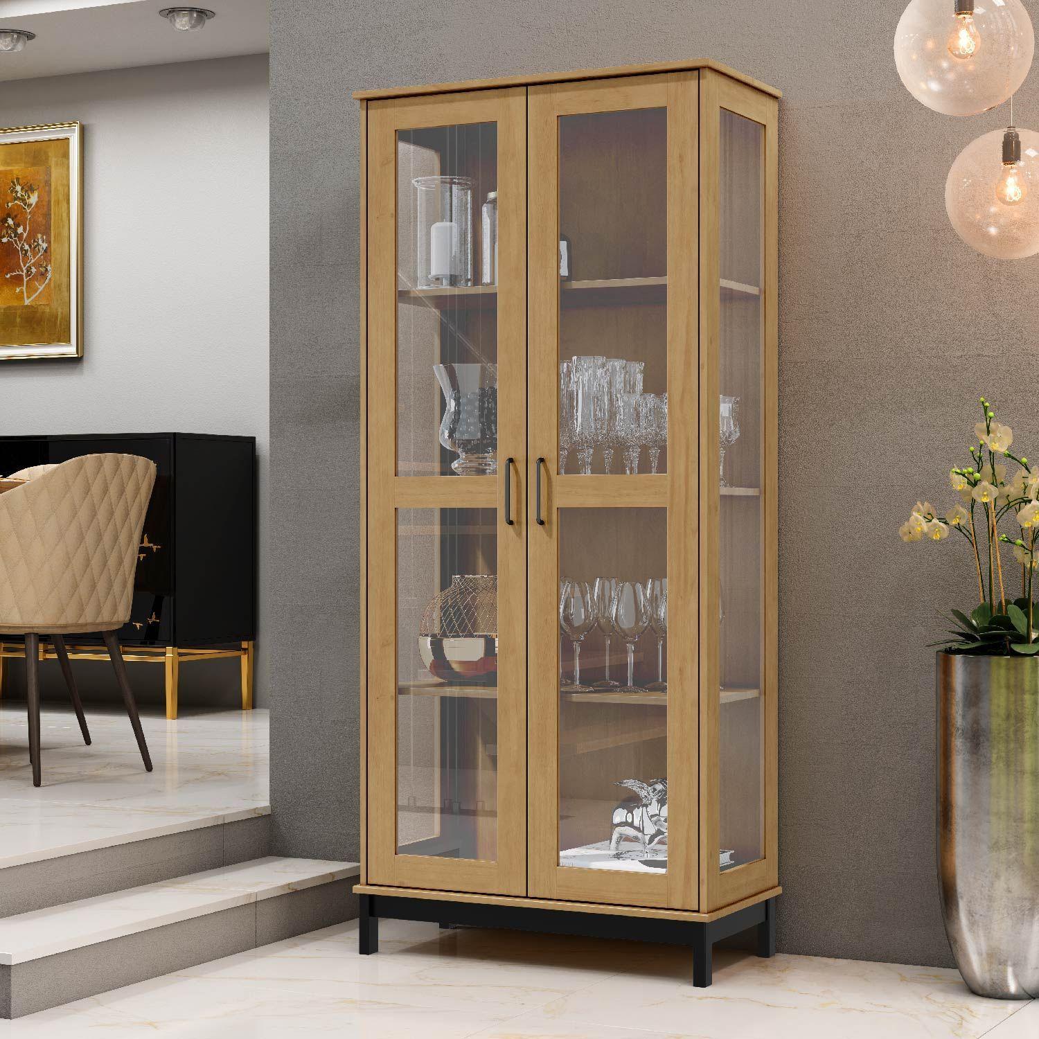 Vitrina Rosario 2P Roble-Negro-1