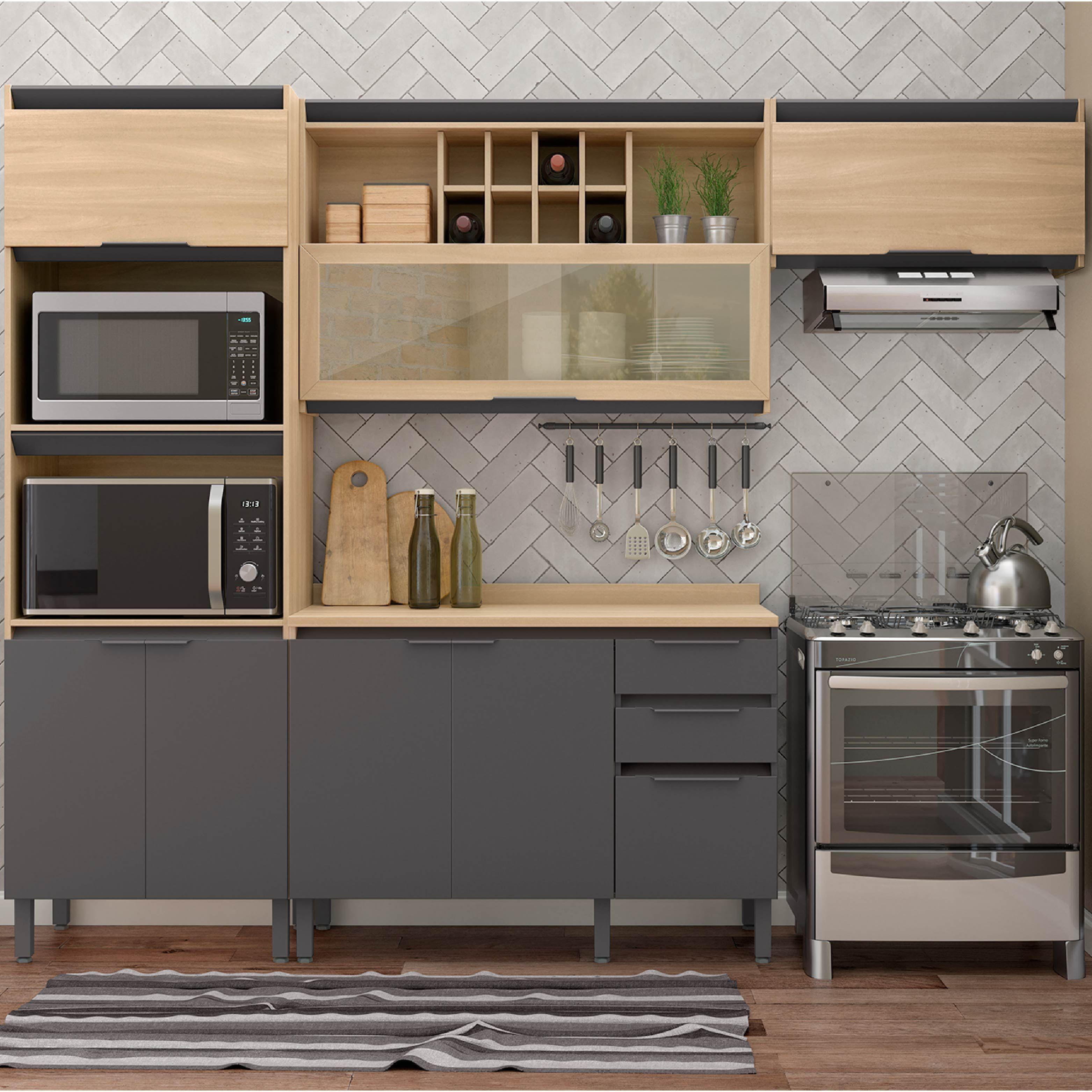 Mueble de Cocina Hibisco 4 Modulos Nogal-Grafito-1