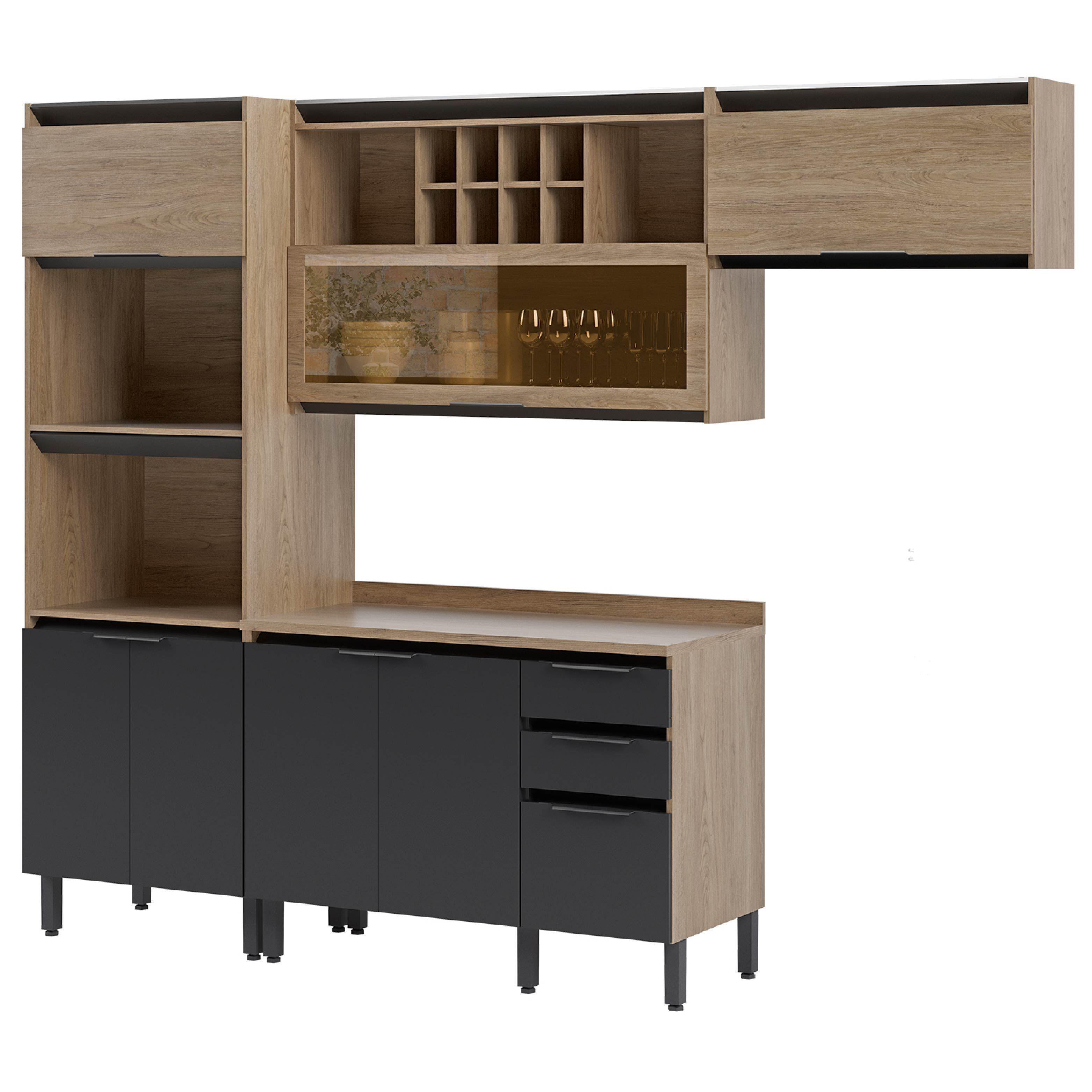 Mueble de Cocina Hibisco 4 Modulos Nogal-Grafito-0