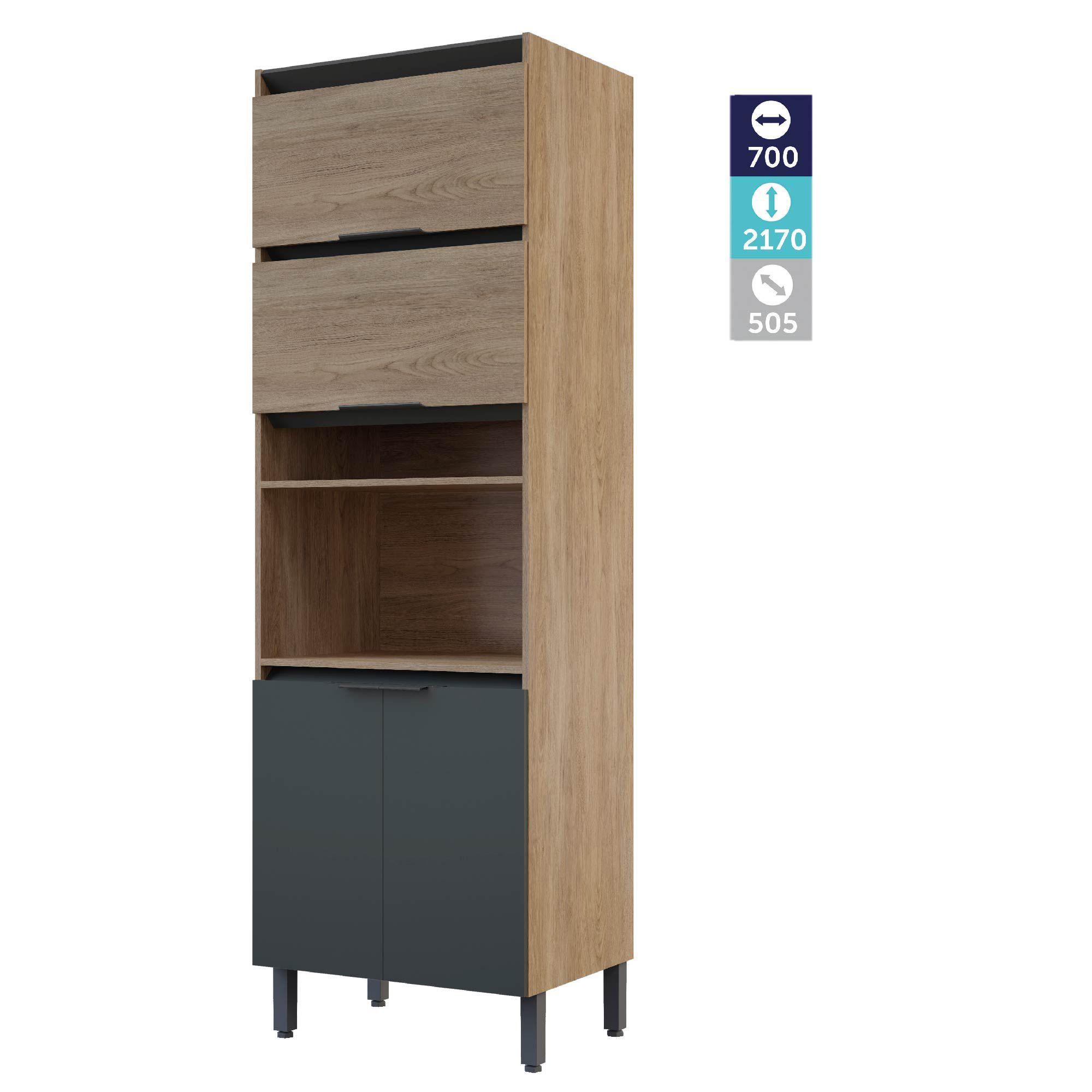 Mueble de Cocina Hibisco 4 Modulos Nogal-Grafito-6