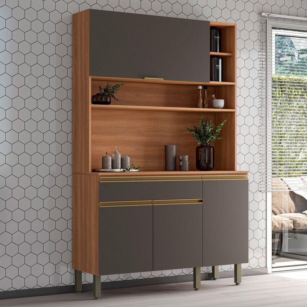 Kit de Cocina Macadamia 4 Puertas + 1 Cajón Canela-Grafito-1