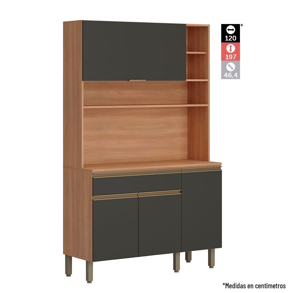 Kit de Cocina Macadamia 4 Puertas + 1 Cajón Canela-Grafito-2