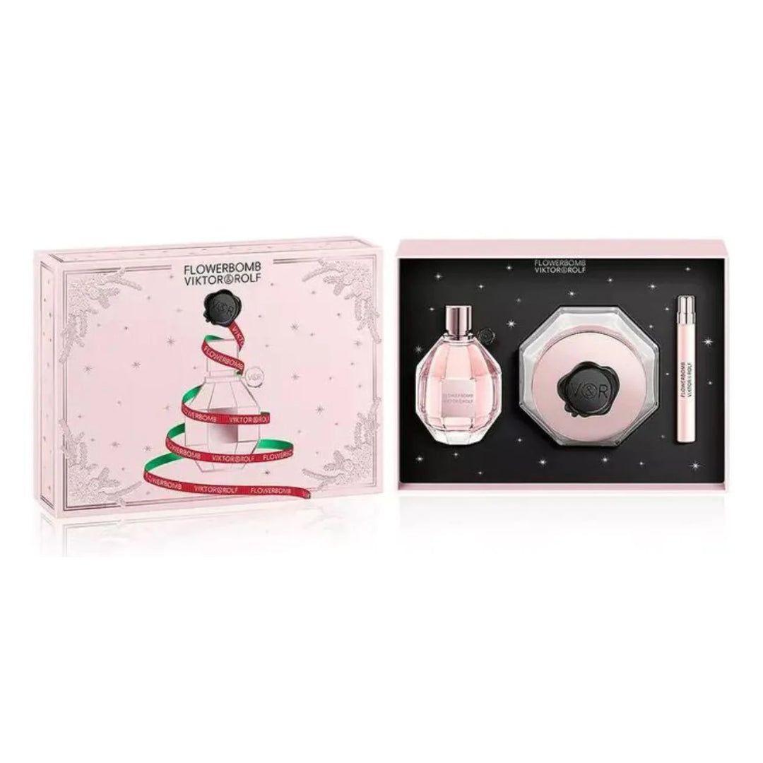PERFUME  VIKTOR & ROLF FLOWERBOMB ESTUCHE EDP 100ML+MINI 10ML+CREMA 200ML-0