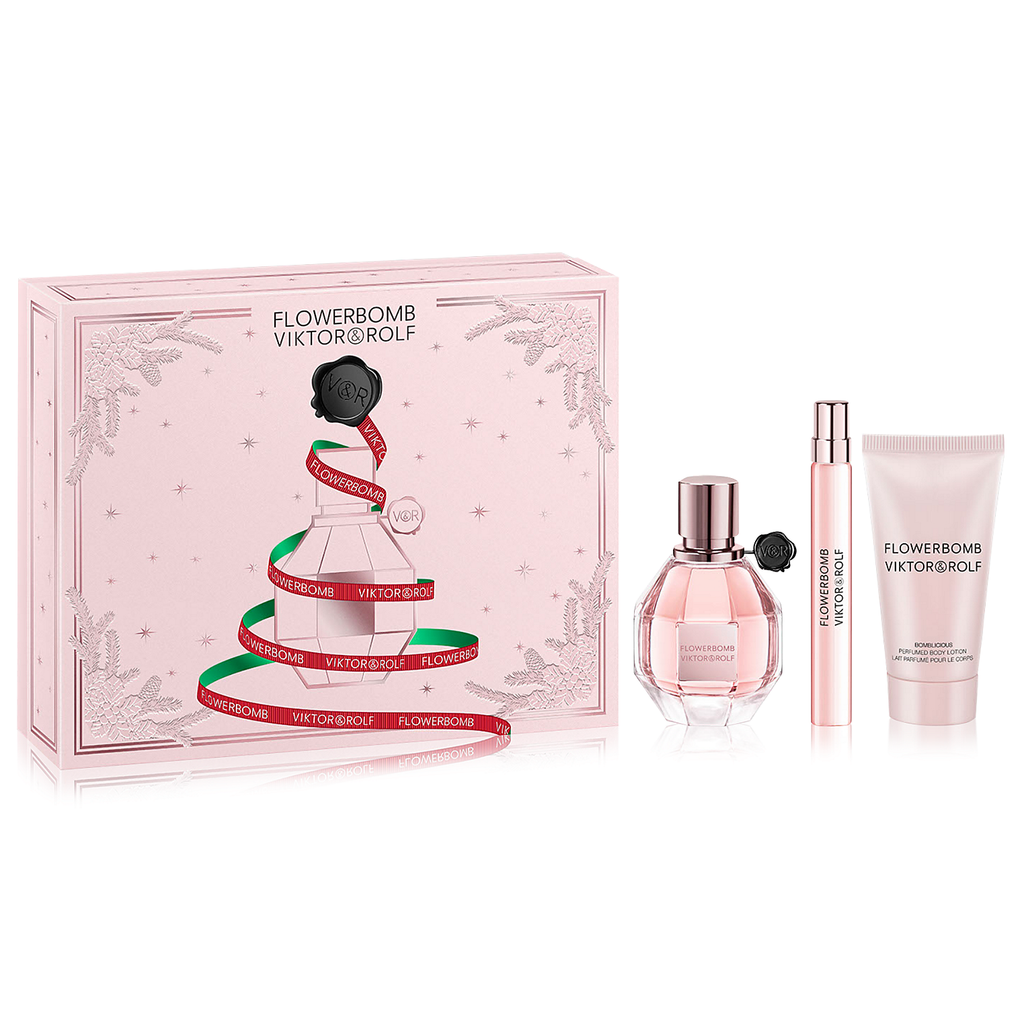 PERFUME  VIKTOR & ROLF FLOWERBOMB ESTUCHE EDP 100ML+MINI 10ML+CREMA 200ML-1