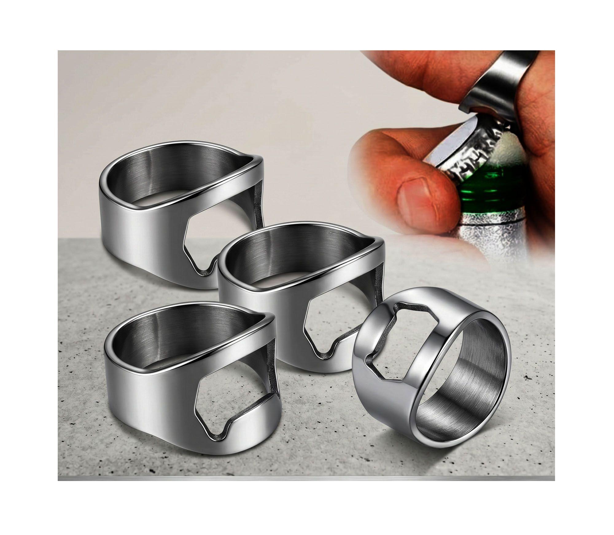 Pack 4 Anillo Destapador botellas Bar Ceerveza Acero Inox-0