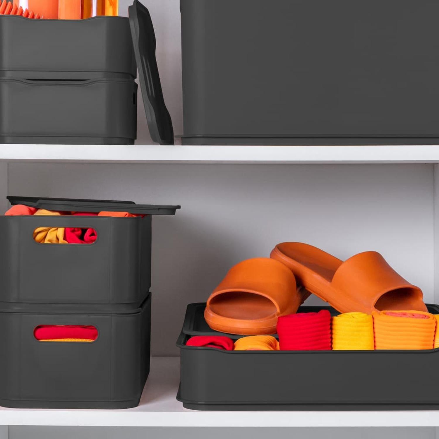 Caja Organizadora con Tapa Fit Ultra 23,9L Gris Grafito -2