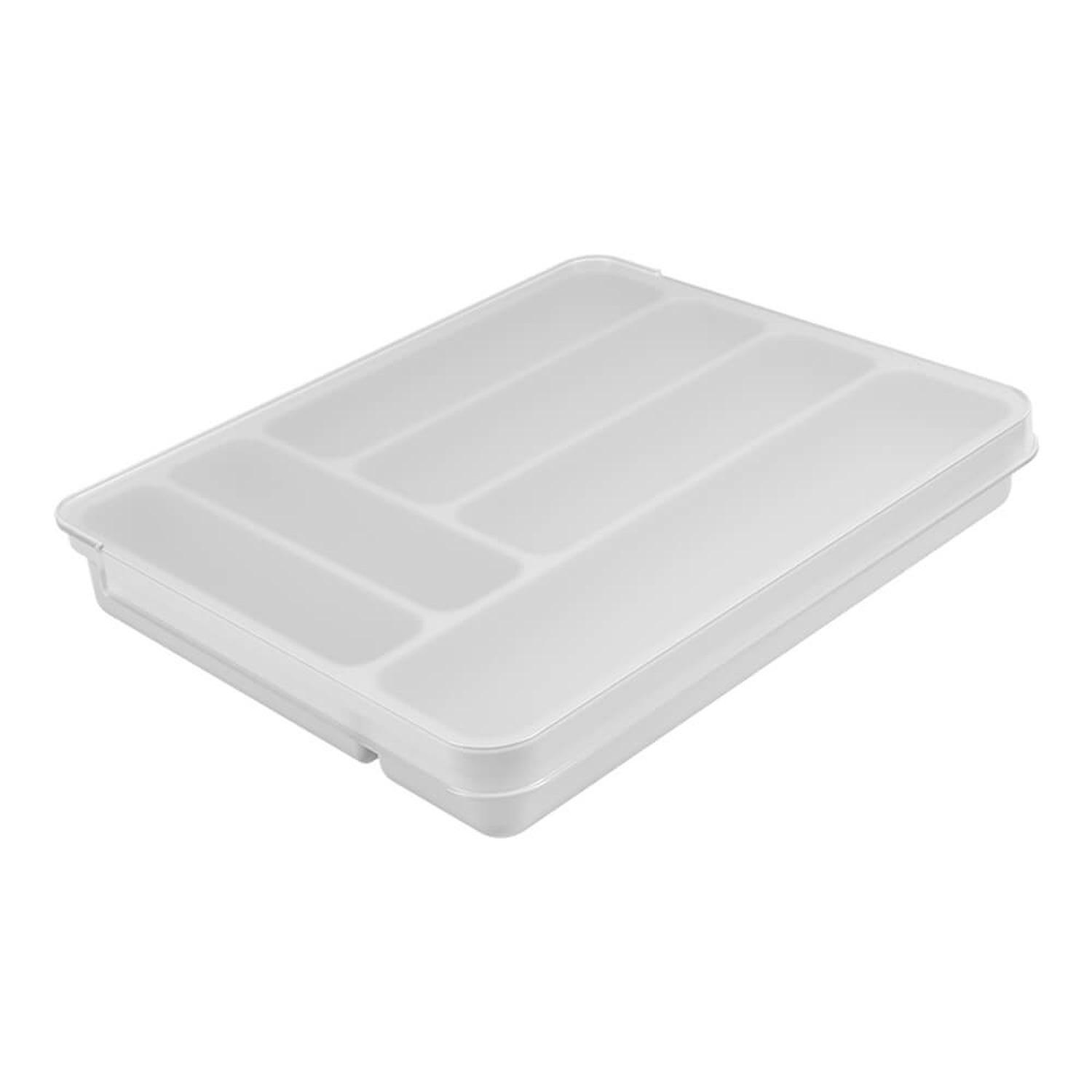 Organizador de Cubiertos con Tapa Extensible Blanco -2