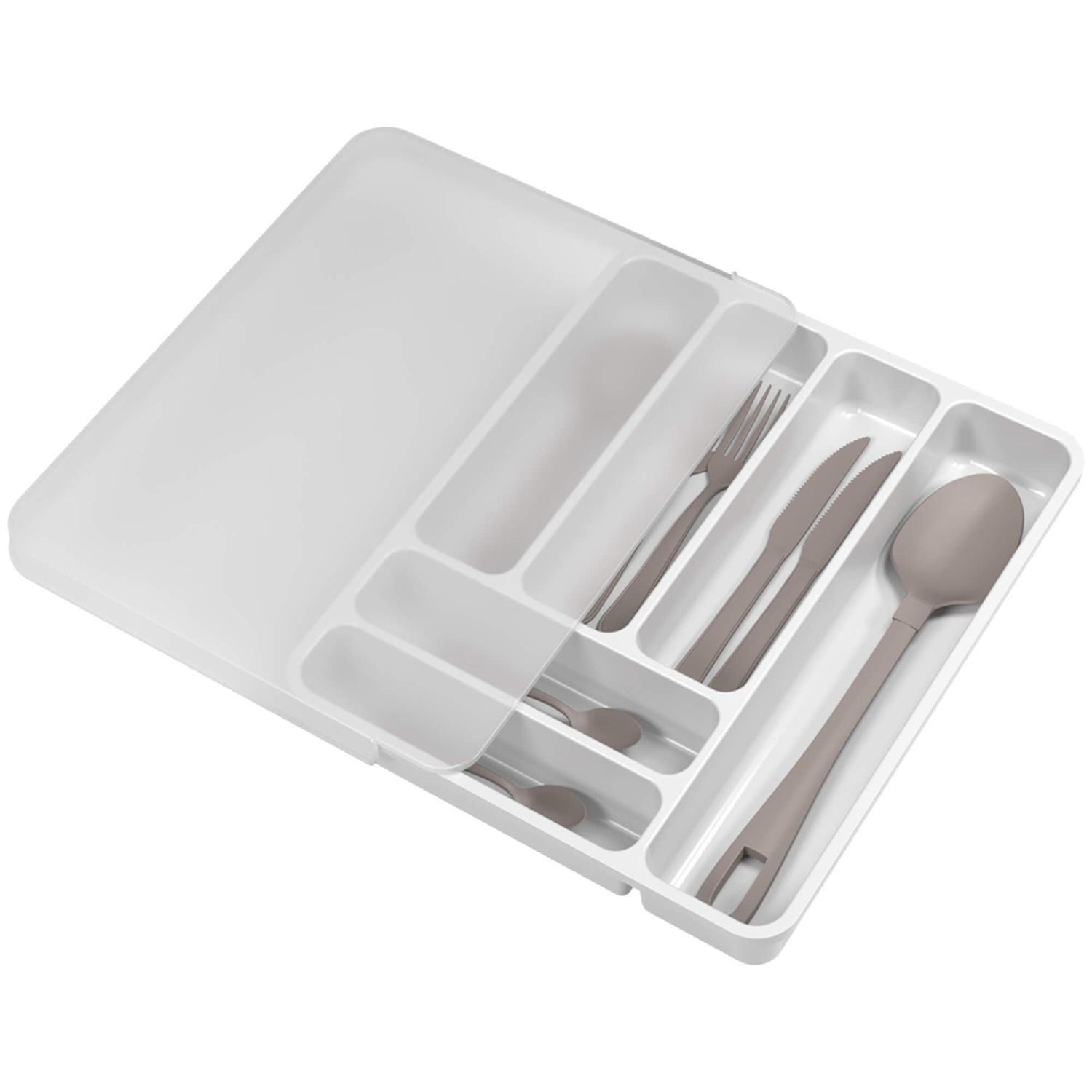 Organizador de Cubiertos con Tapa Extensible Blanco -3