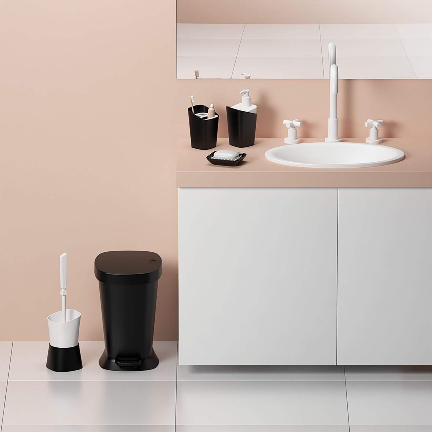 Basurero con Pedal New Square 5 L Negro -2