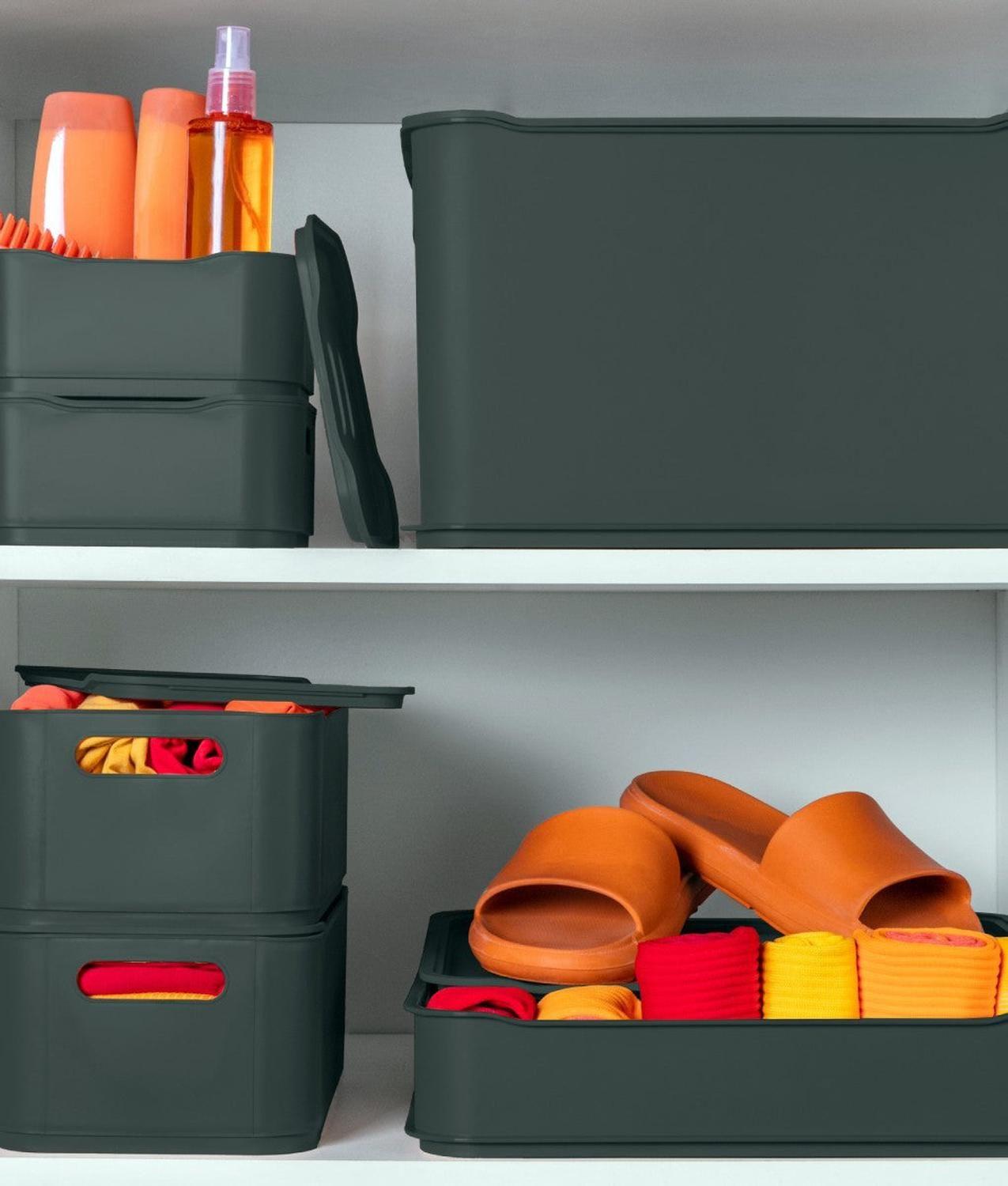 Caja Organizadora con Tapa Fit Maxi 7,6L Gris Grafito -2