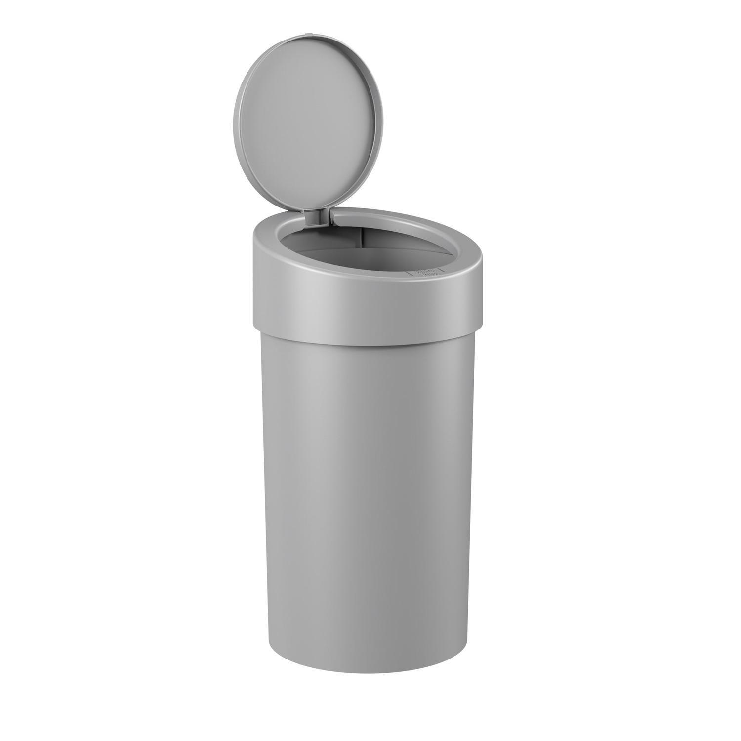 Basurero con Tapa a Presión 9 L Gris Frío -2