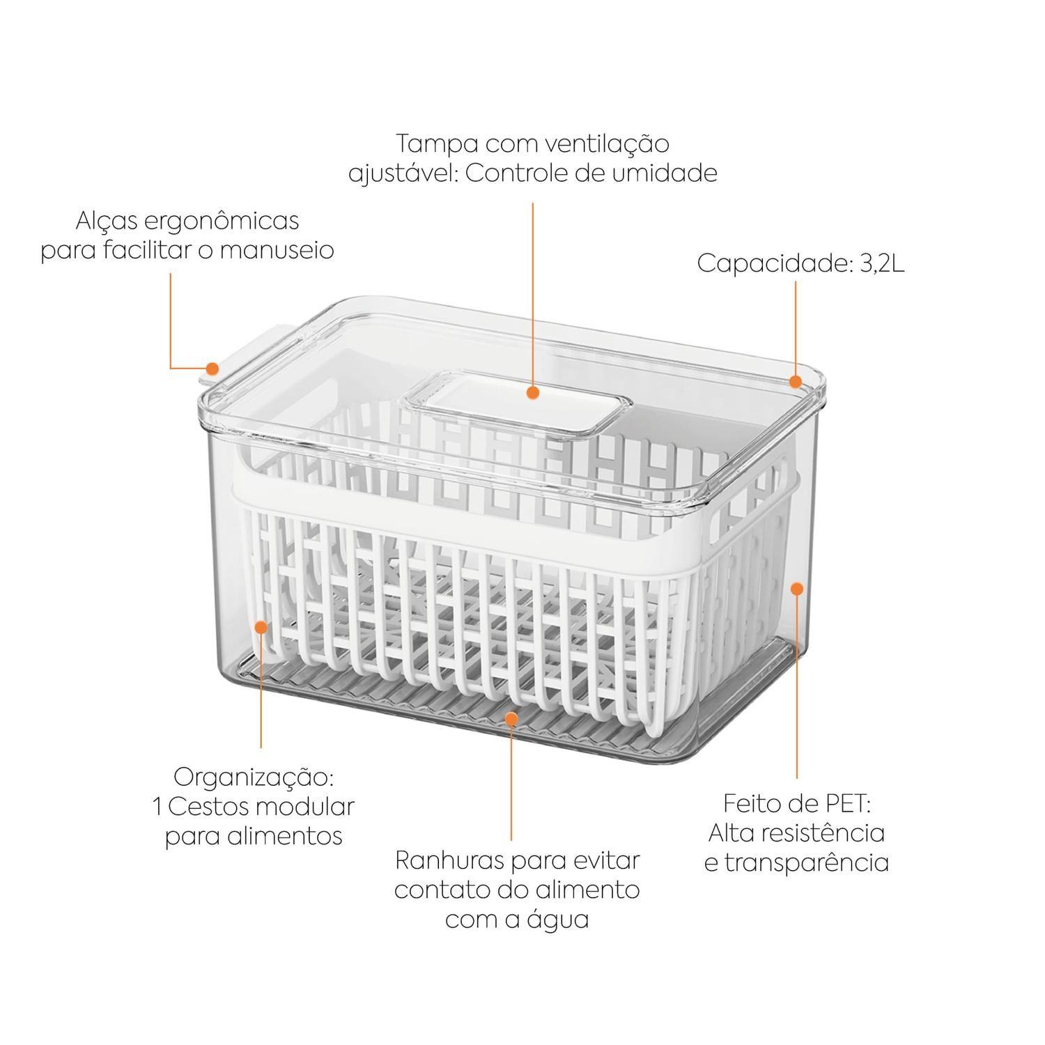 Organizador de Refrigerador con Cesta 3,2 L Dry Cristal -2