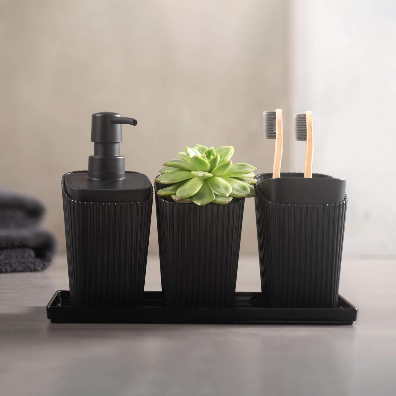 Dispensador de Jabón Liquido 350ml New Square Negro -2