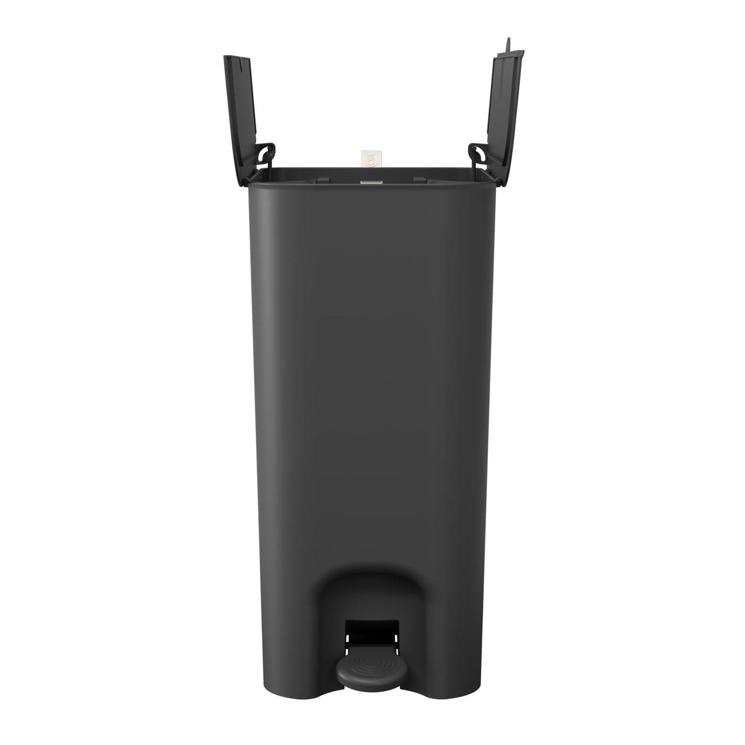 Basurero con Pedal 10+10 L Negro con Asa -3