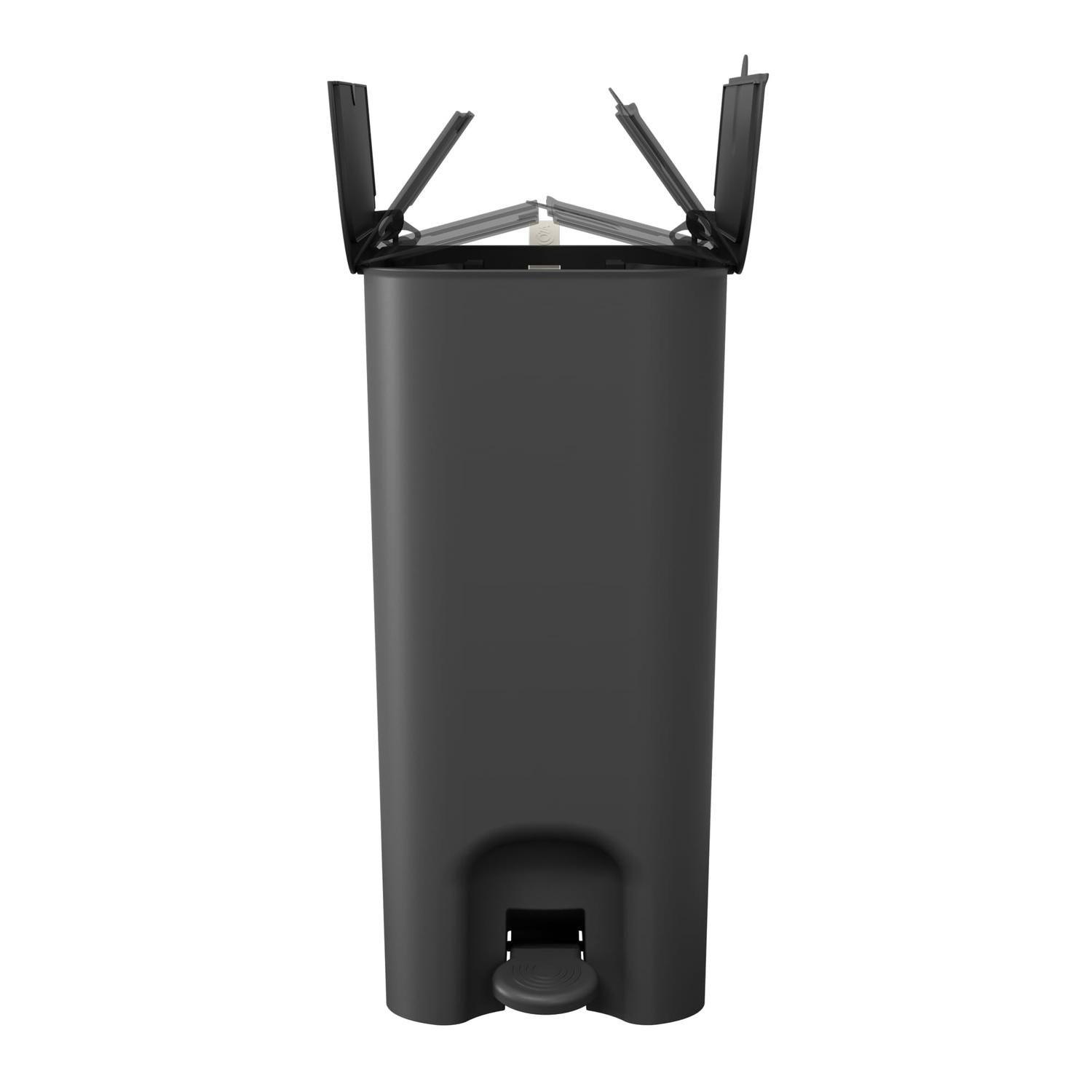 Basurero con Pedal 10+10 L Negro con Asa -4