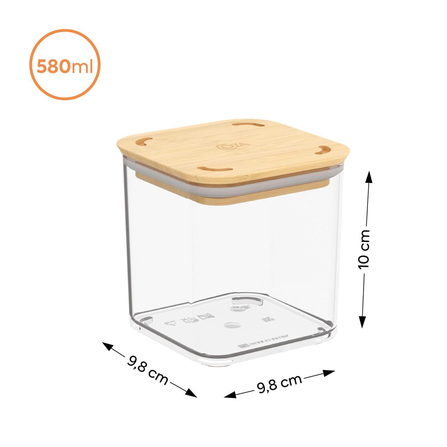 Contenedor Hermético Modo Bambú 580ml Cristal -2