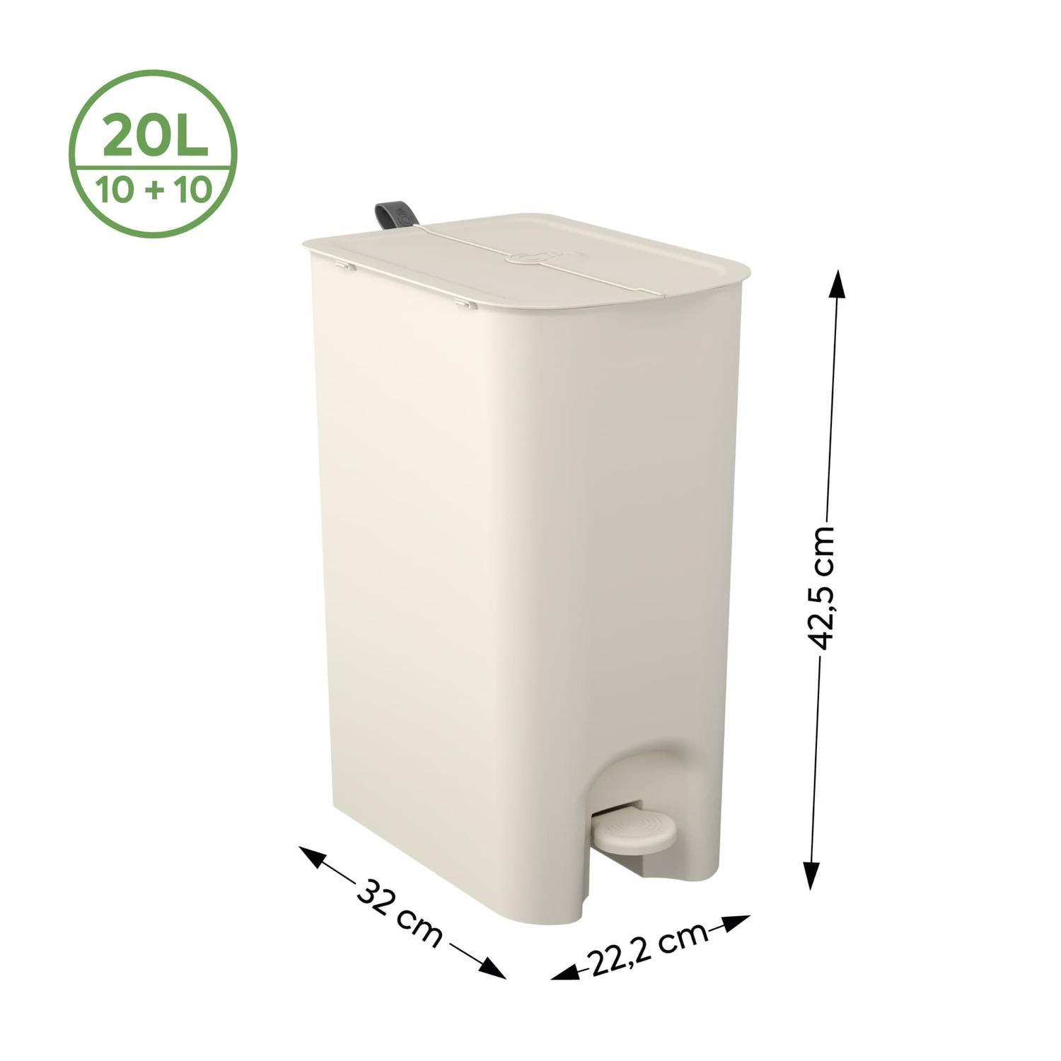 Basurero con Pedal 10+10 L Gris Claro con Asa -2