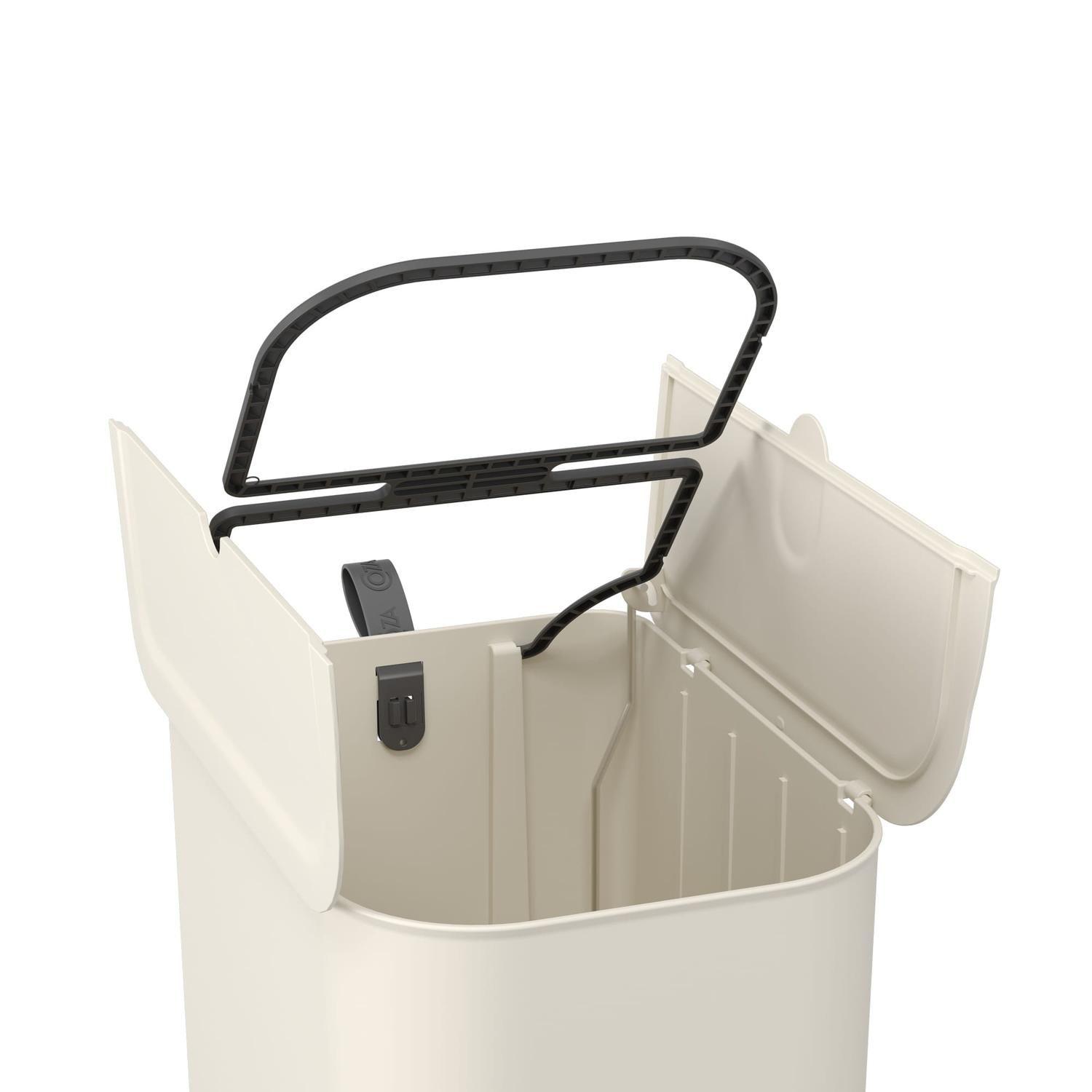 Basurero con Pedal 10+10 L Gris Claro con Asa -5